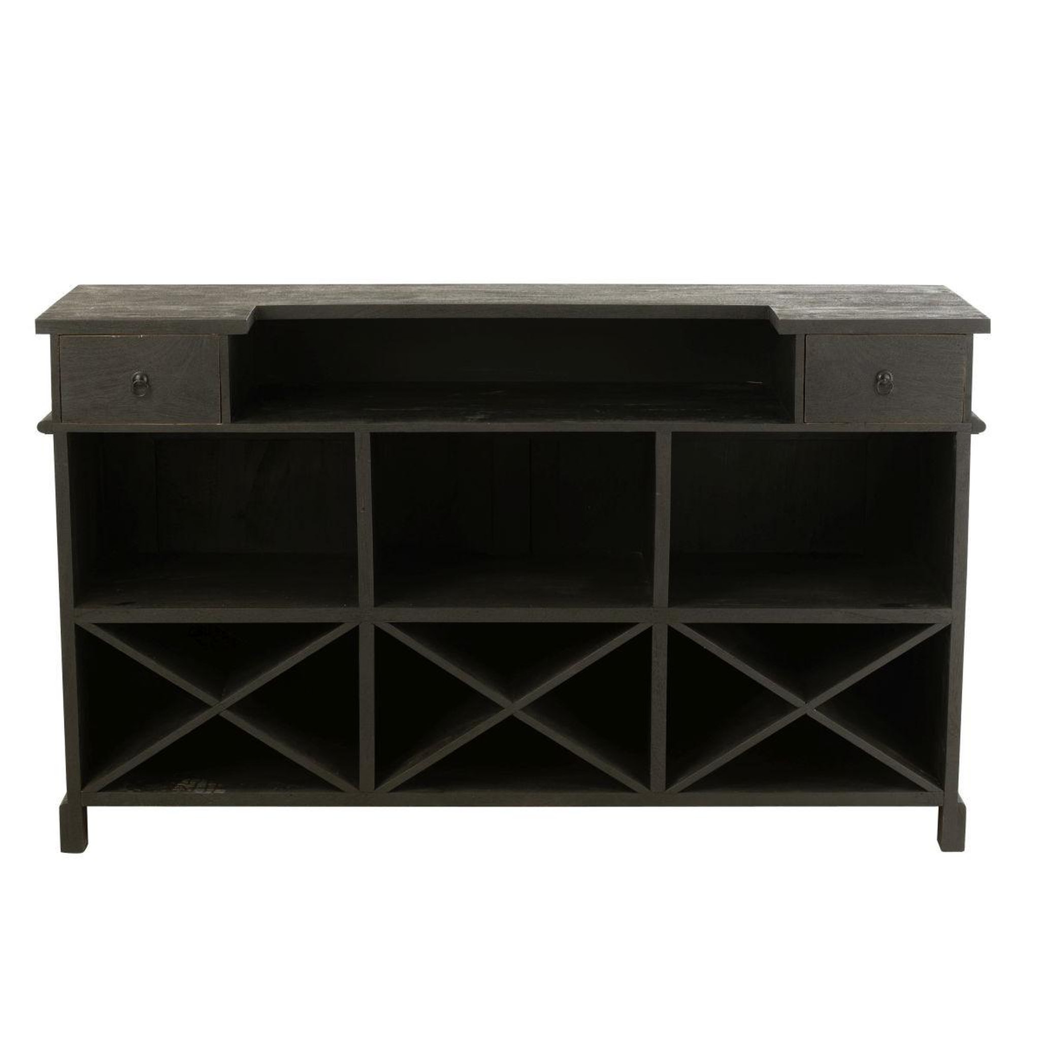 Voir la diapositive 4 : J-LINE Bar 2 tiroirs en bois  hollywood  180cm noir