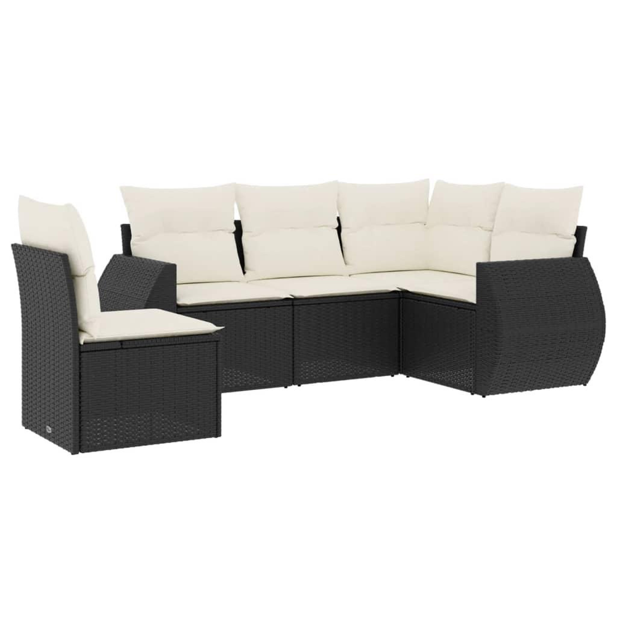 Voir la diapositive 2 : VIDAXL Salon de jardin 5 pcs avec coussins noir resine tressee