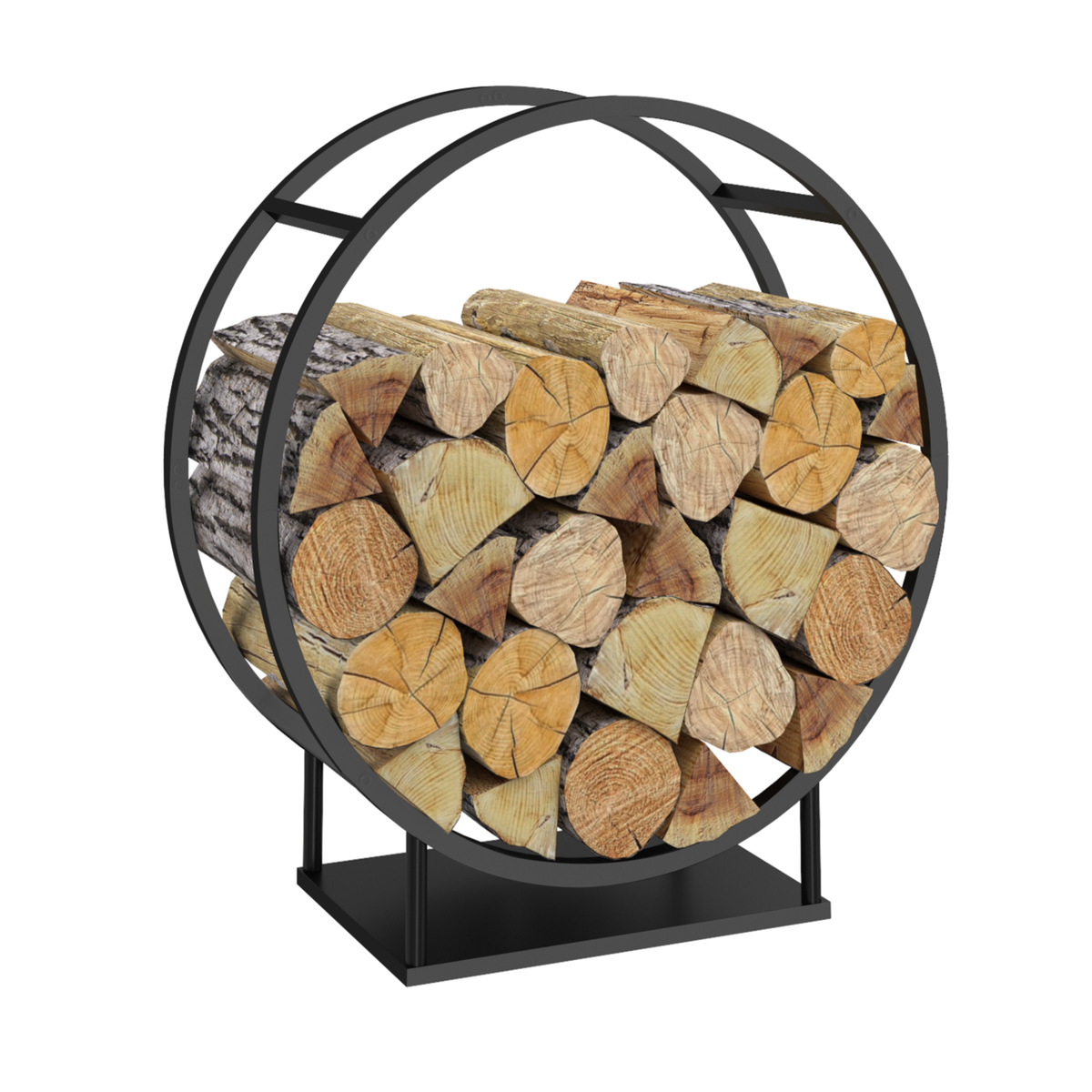 ID MARKET Range bûches rond 70 x 30 x 74 cm acier noir