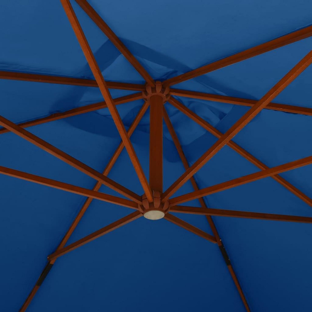 VIDAXL Parasol de jardin en porte-a-faux avec mat en bois bleu azure