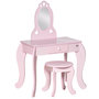 Voir la diapositive 1 : HOMCOM Coiffeuse enfant design girly avec motifs à coeur - tabouret inclus - dim. 60L x 36l x 88H cm - tiroir, miroir - MDF - rose