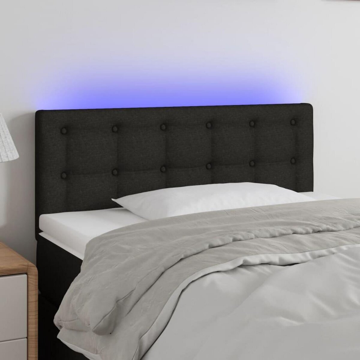 VIDAXL Tete de lit a LED Noir 90x5x78/88 cm Tissu