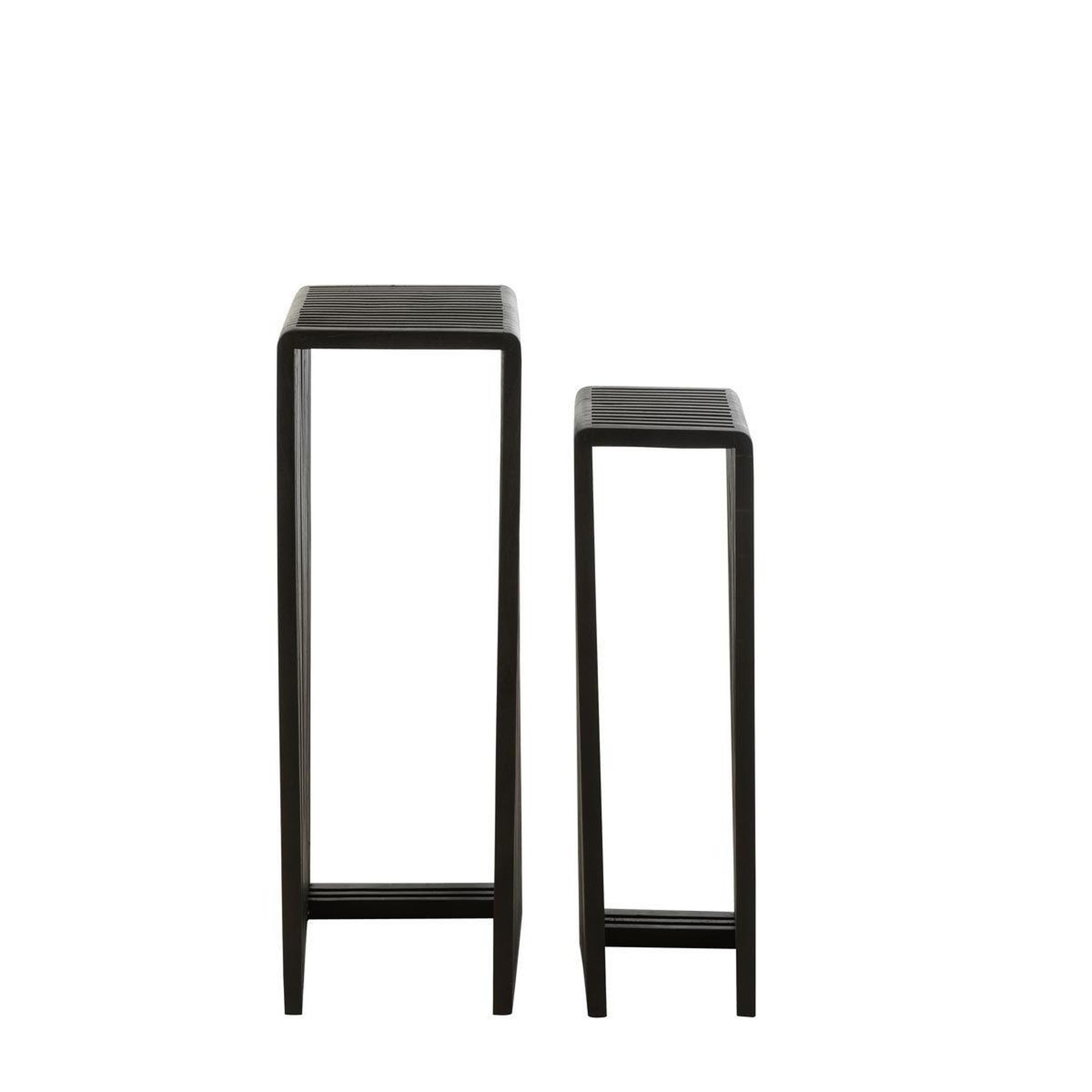 Voir la diapositive 3 : J-LINE Lot de 2 tables d'appoint en bois  teck  88cm noir