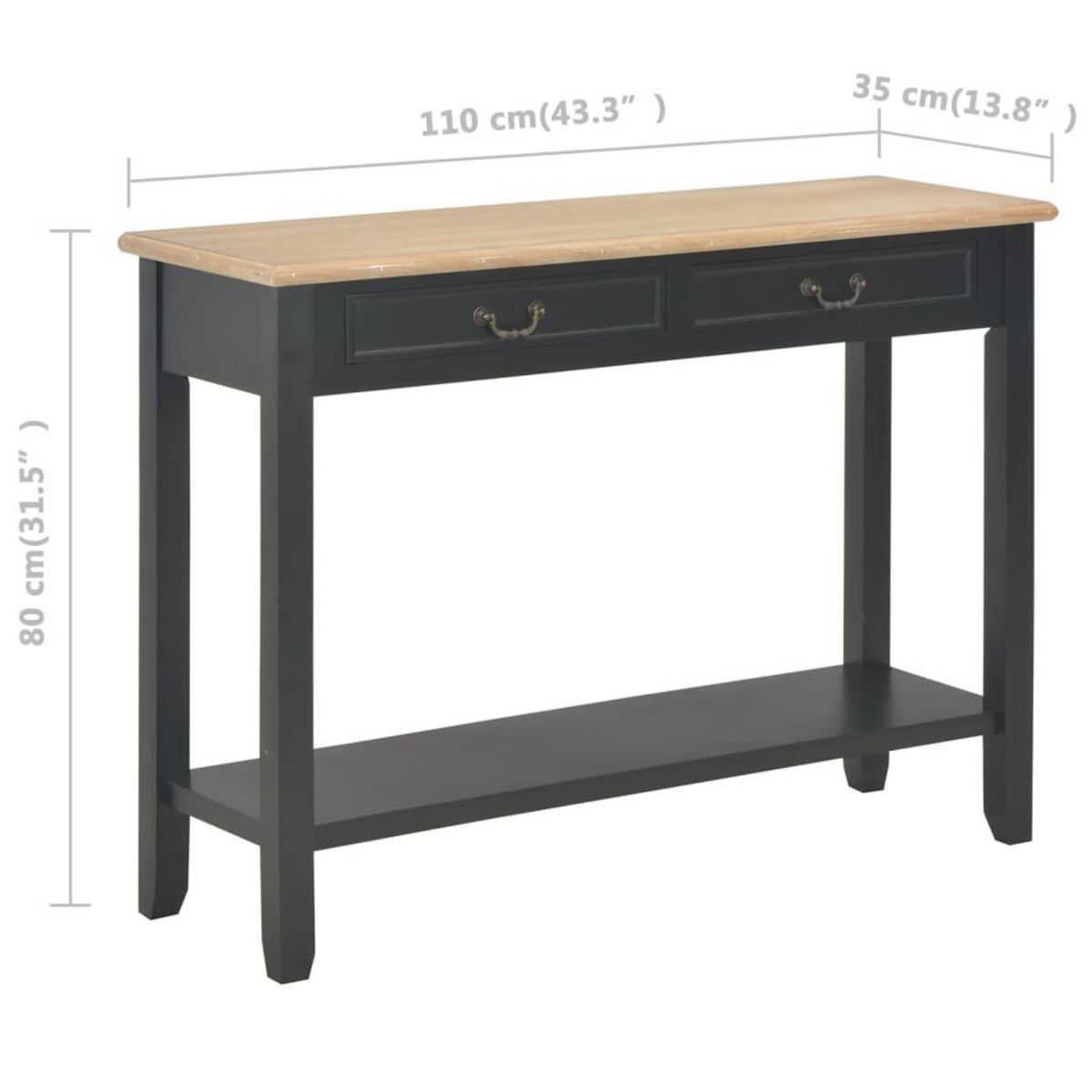 VIDAXL Table console Noir 110x35x80 cm Bois