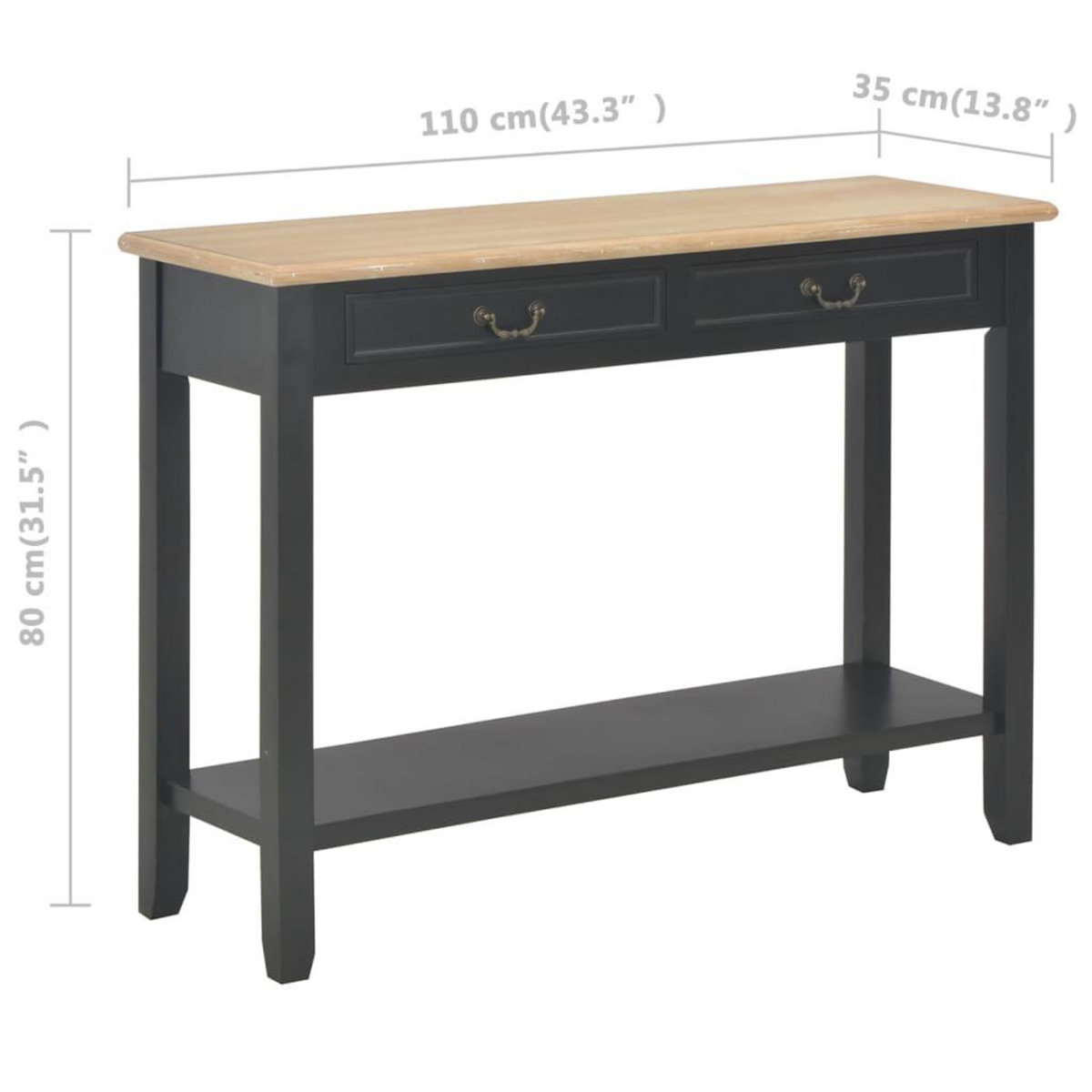 VIDAXL Table console Noir 110x35x80 cm Bois