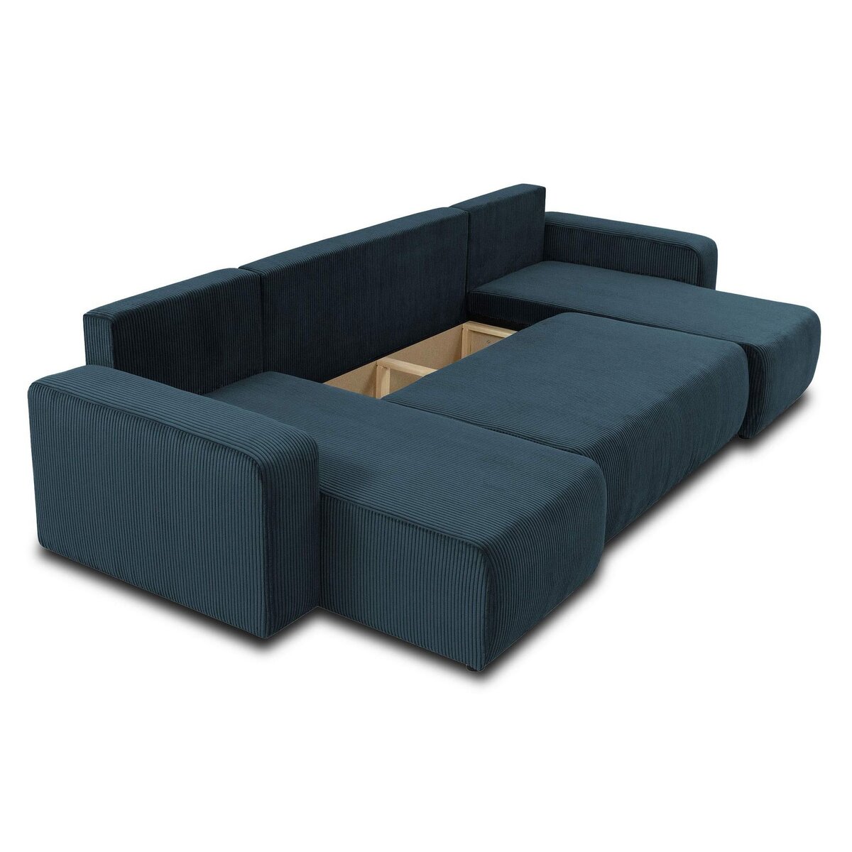 BEST MOBILIER Artemisa - canapé panoramique en u - 7 places - convertible avec coffre - en velours côtelé