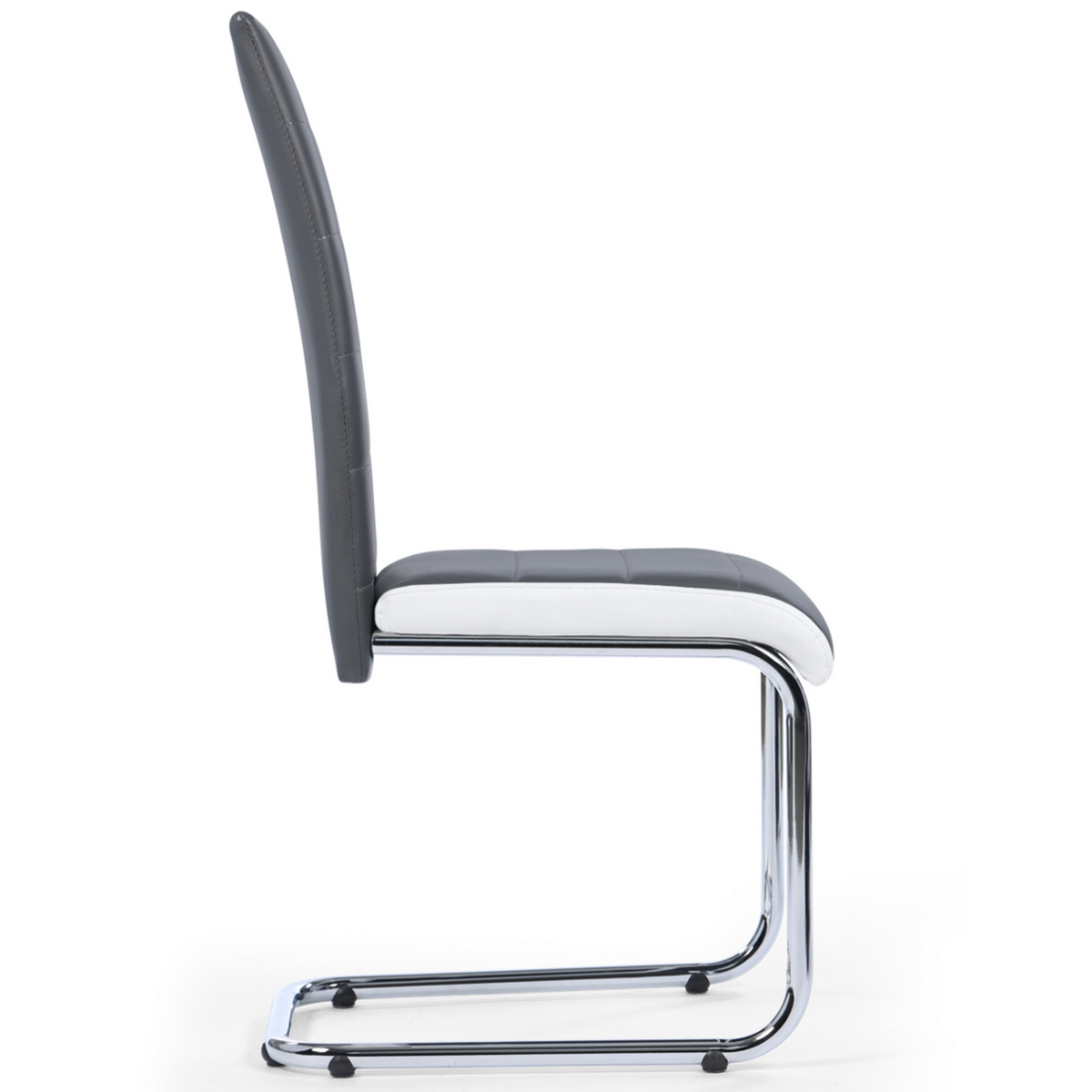 ID MARKET Lot de 4 chaises MIA grises liseré blanc pour salle à manger