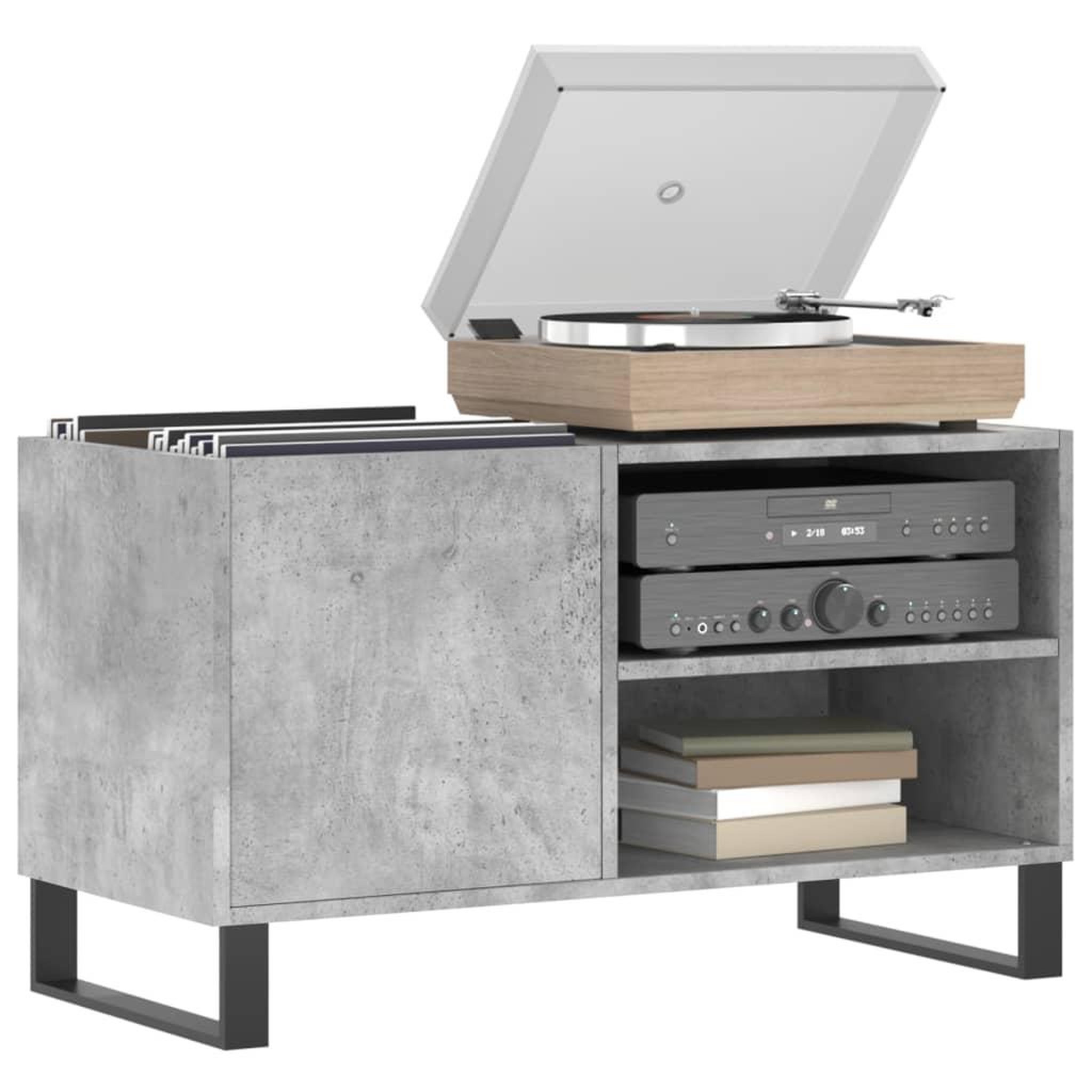 Voir la diapositive 3 : VIDAXL Armoire a disques gris beton 85x38x48 cm bois d'ingenierie