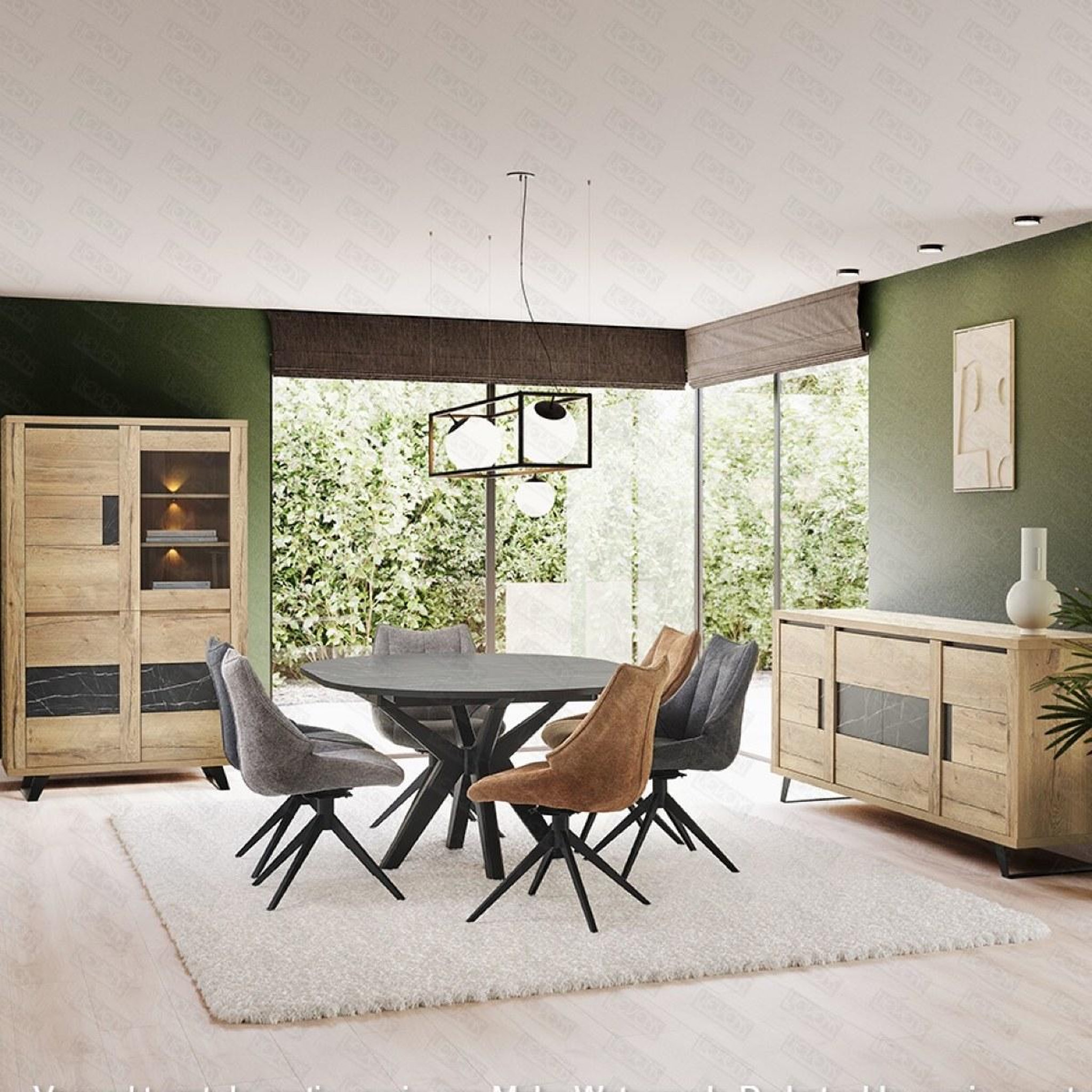 Voir la diapositive 3 : JLC KREATION Buffet contemporain effet bois et céramique 225cm HORACE