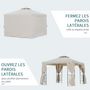 Voir la diapositive 4 : OUTSUNNY Tonnelle barnum style colonial double toit toiles latérales amovibles 2,95L x 2,95l x 2,65H m beige noir