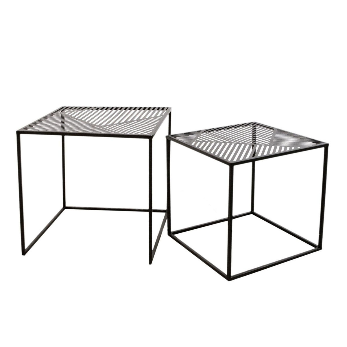 The Home Deco Factory 2 Tables d'appoint design industriel en métal Riga - Noir