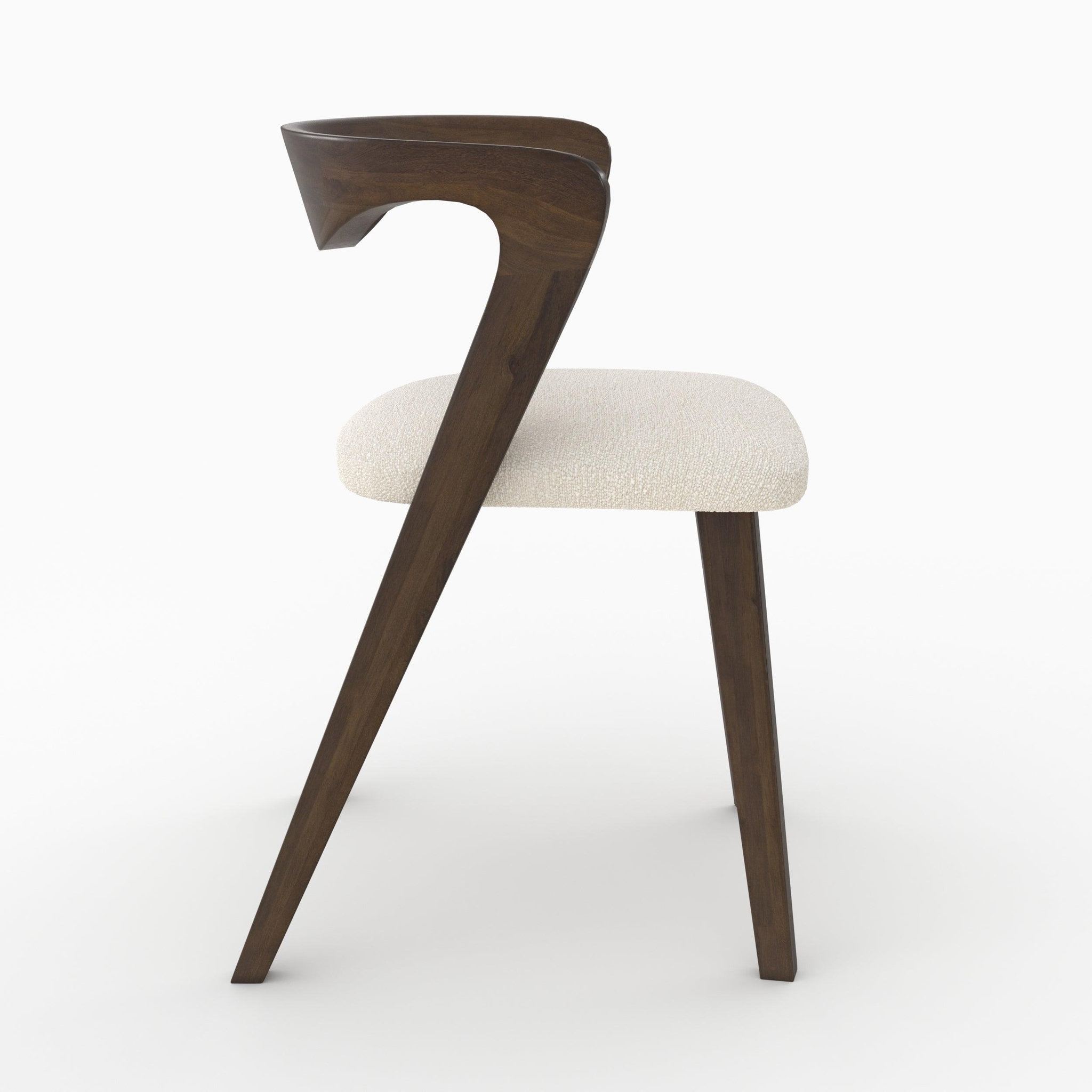 Voir la diapositive 6 : MAISON PAVANE Chaise en bois d'hévéa foncé et tissu bouclé crème-vega