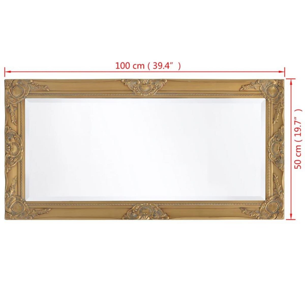 VIDAXL Miroir mural style baroque 100x50 cm Dore