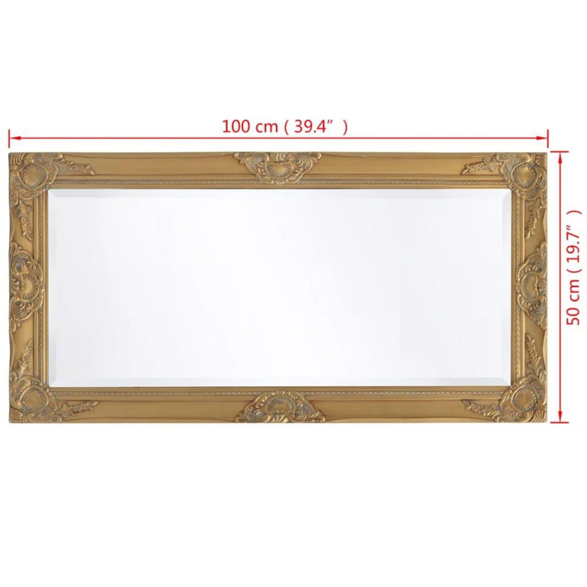 VIDAXL Miroir mural style baroque 100x50 cm Dore