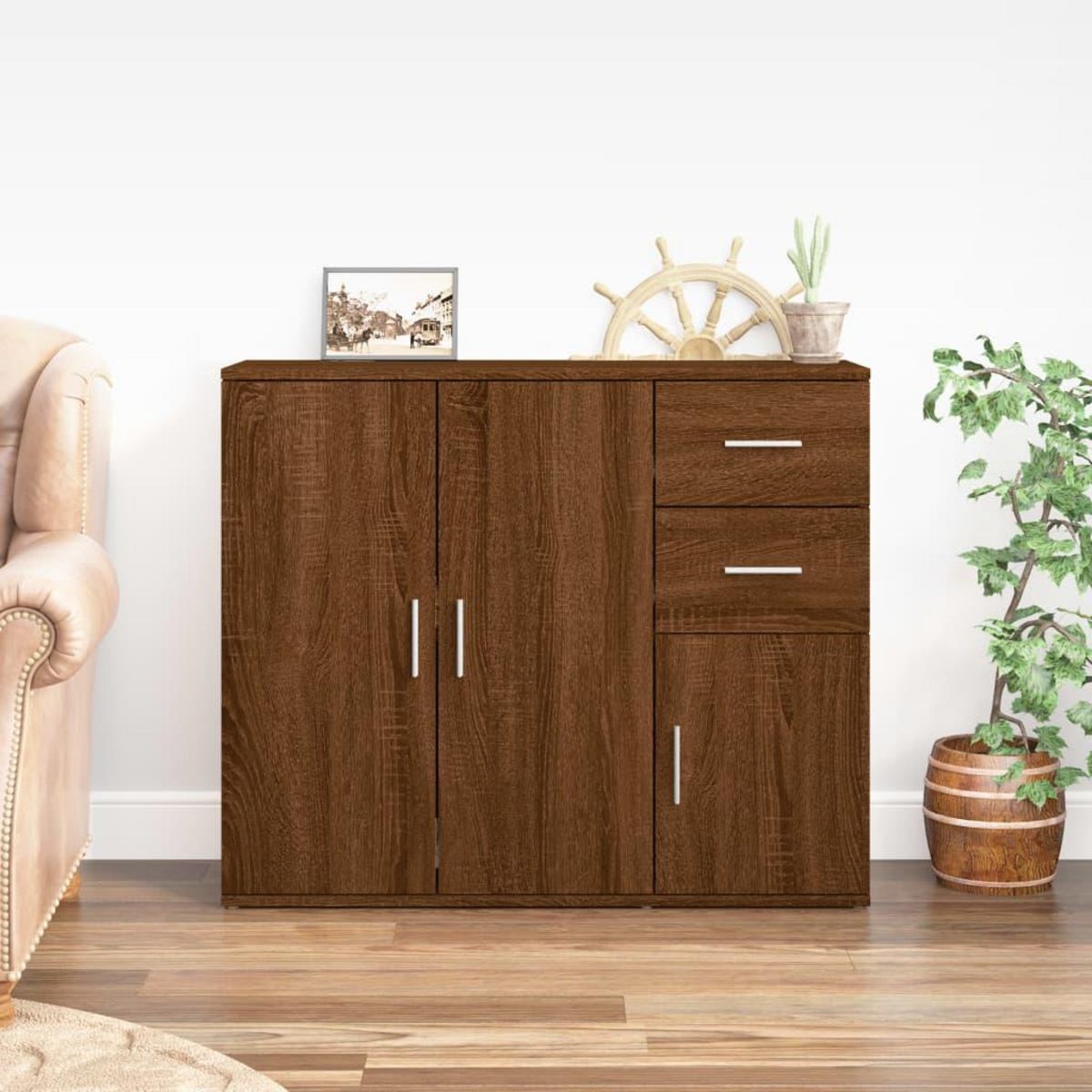 VIDAXL Buffet Chene marron 91x29,5x75 cm Bois d'ingenierie