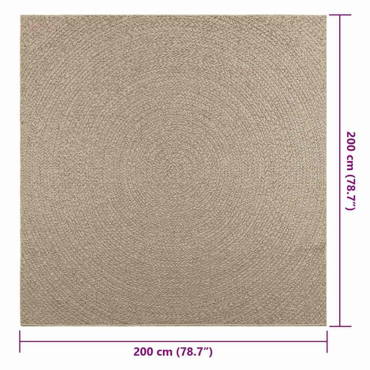 VIDAXL Tapis ZIZUR beige 200x200 cm aspect de jute interieur exterieur