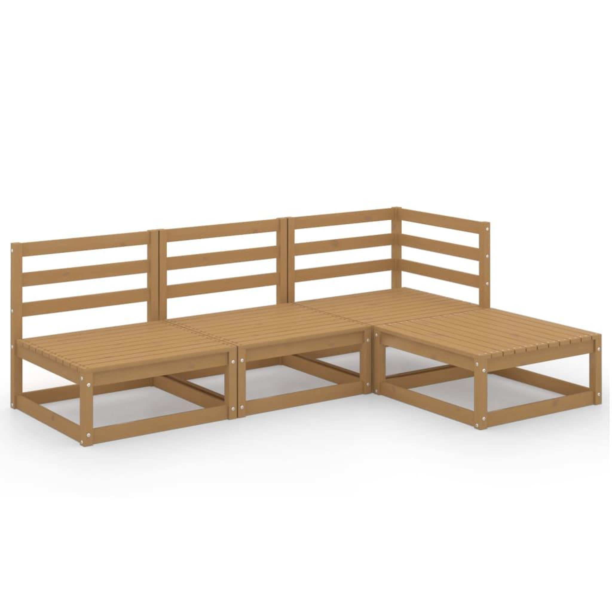 Voir la diapositive 2 : VIDAXL Salon de jardin 4 pcs marron miel bois de pin massif