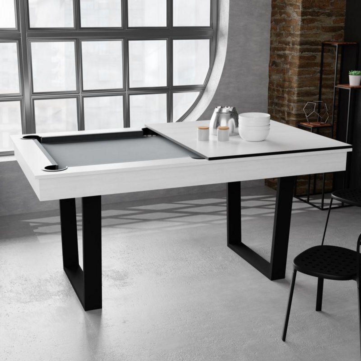 SOKKER Billard Américain Convertible en Table à manger 4/6 personnes 185 x 104 x 82 Cm - Horizon