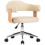 Voir la diapositive 2 : VIDAXL Chaise pivotante de bureau Creme Bois courbe et similicuir