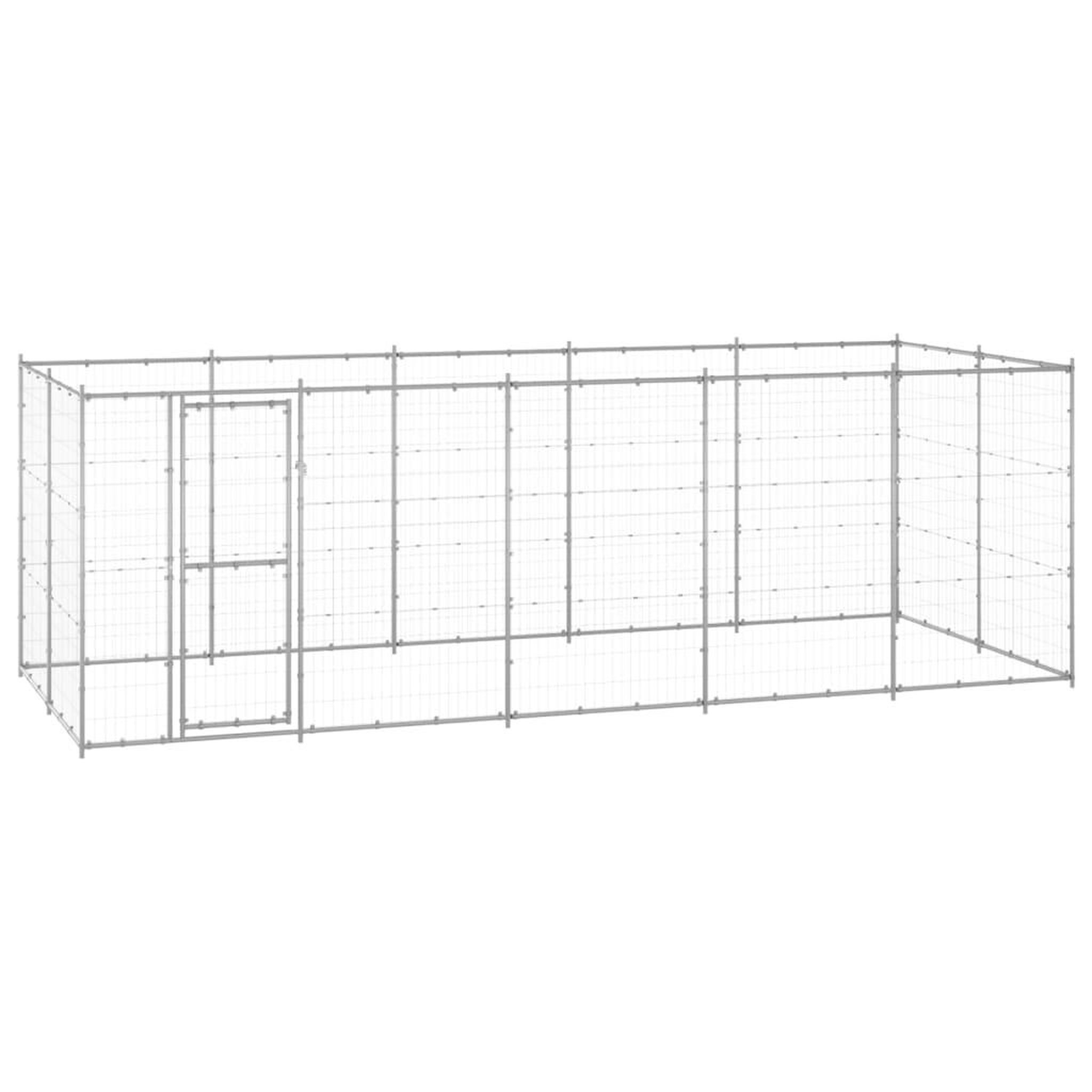 VIDAXL Chenil exterieur Acier galvanise 12,1 m²