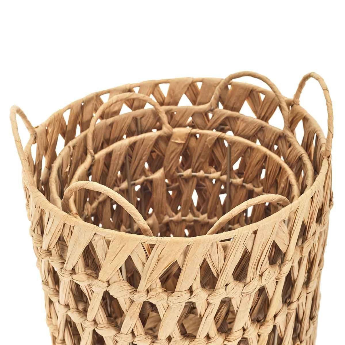 Paris Prix Lot de 3 Paniers de Rangement  Ajouré  40cm Naturel