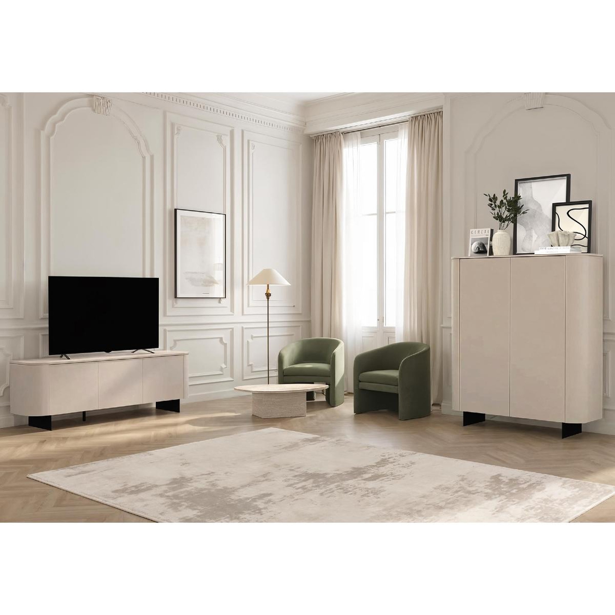 Voir la diapositive 5 : JLC KREATION Meuble tv moderne beige cachemire 180cm isabela