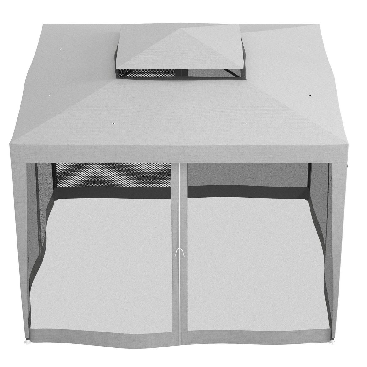 OUTSUNNY Tonnelle barnum de jardin 3L x 3l m avec 4 moustiquaires amovibles - double toit - métal polyester gris