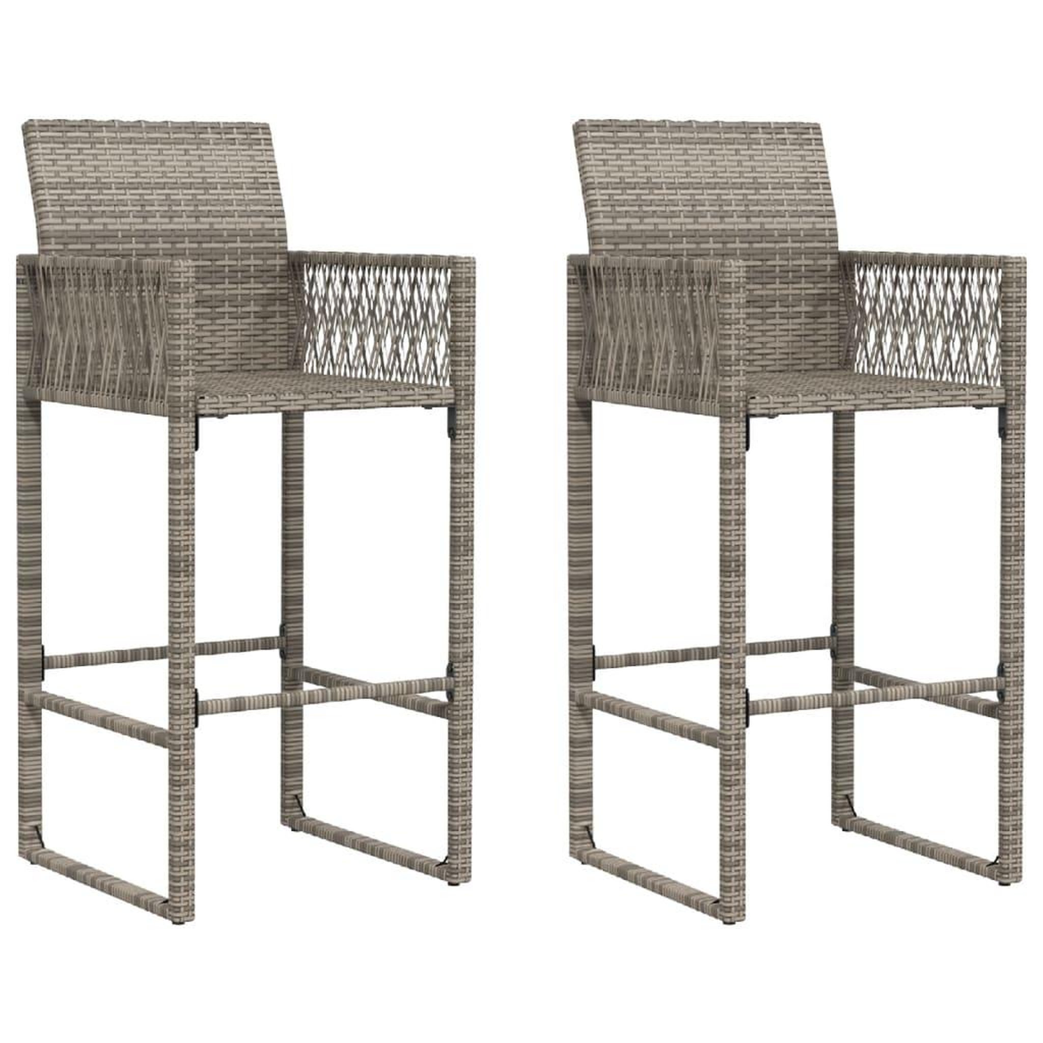 Voir la diapositive 2 : VIDAXL Tabourets de bar de jardin lot de 2 gris resine tressee
