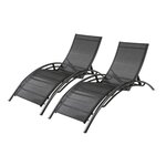 CONCEPT USINE Lot de 2 transats empilables et ajustables en alu noir BAHIA