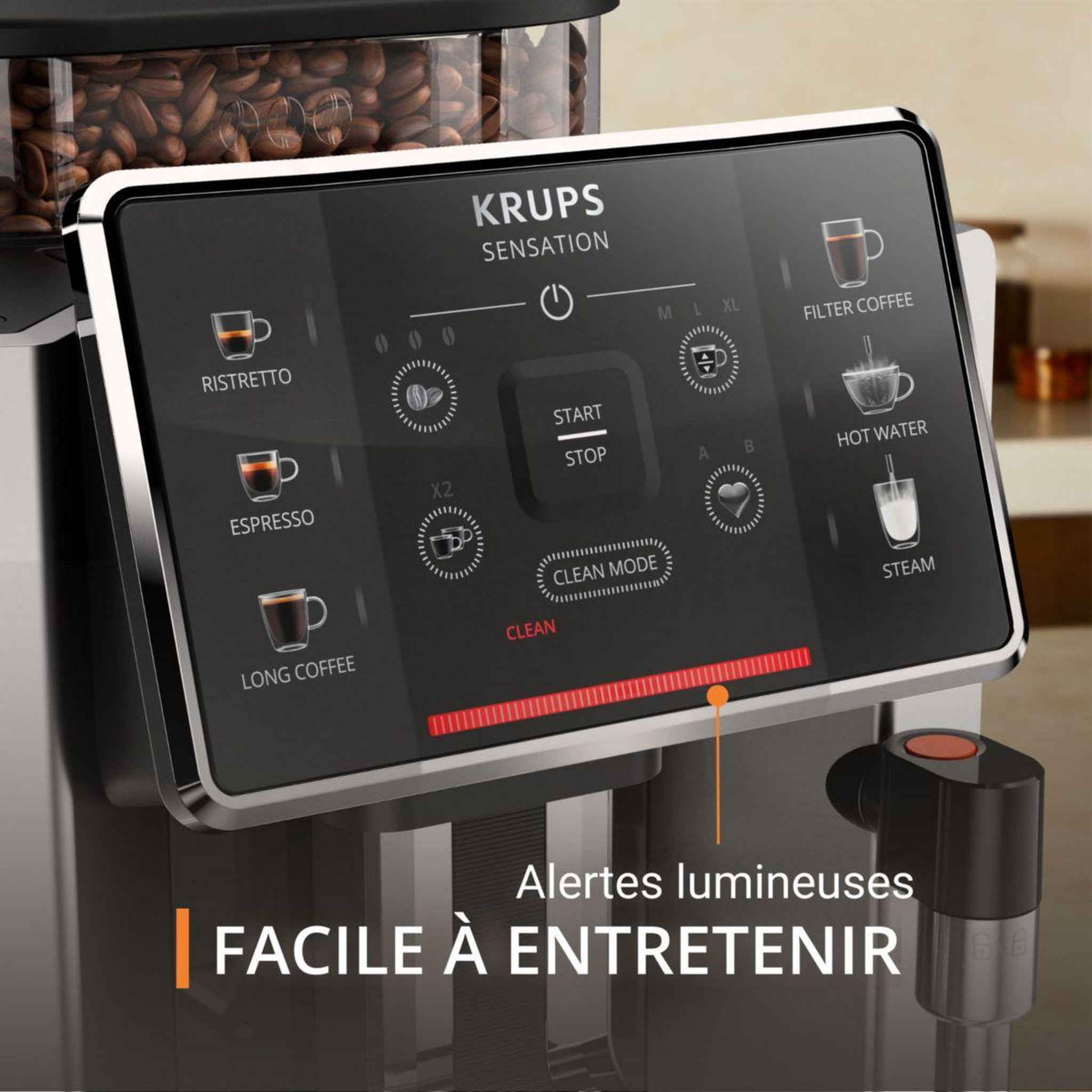 Voir la diapositive 5 : KRUPS Expresso broyeur ea910e10 sensation silver