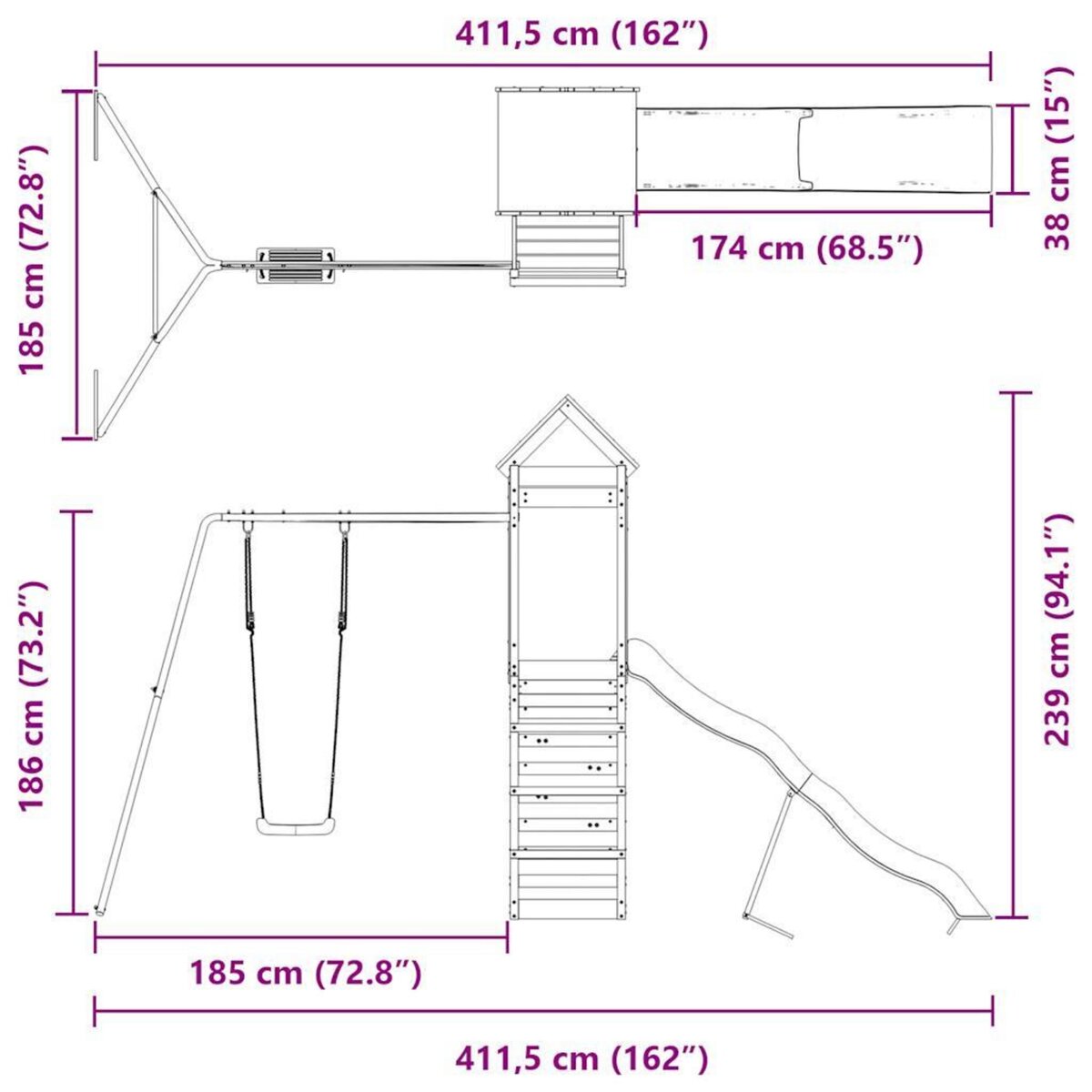 VIDAXL Aire de jeux d'exterieur bois massif de douglas