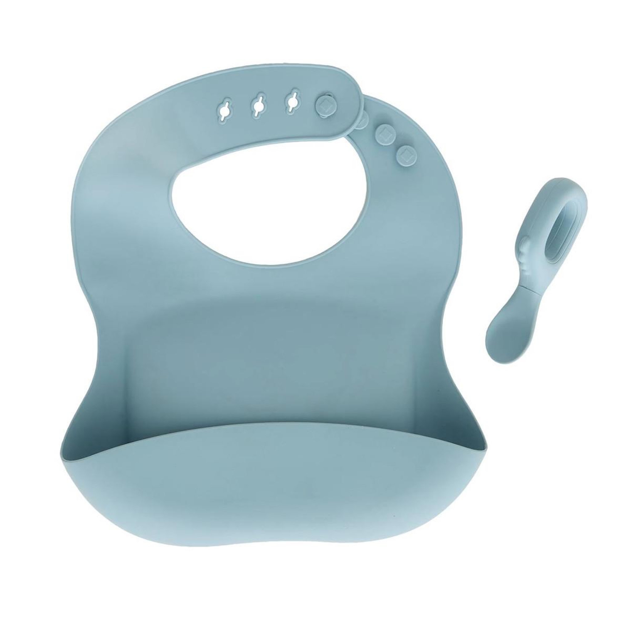 Atmosphera Kids Set bavoir & cuillère en silicone  yum  26cm bleu