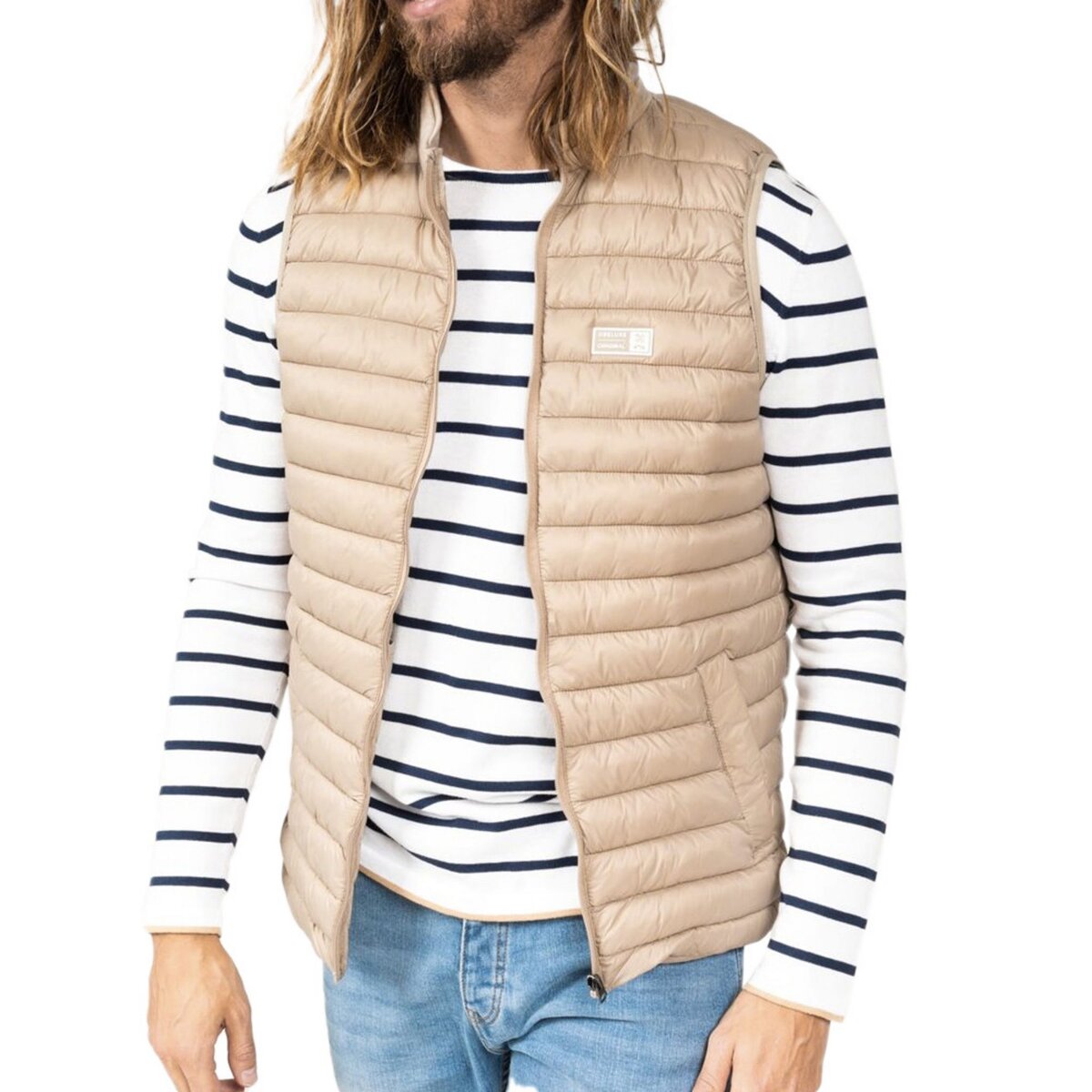 Doudoune sans best sale manche beige homme