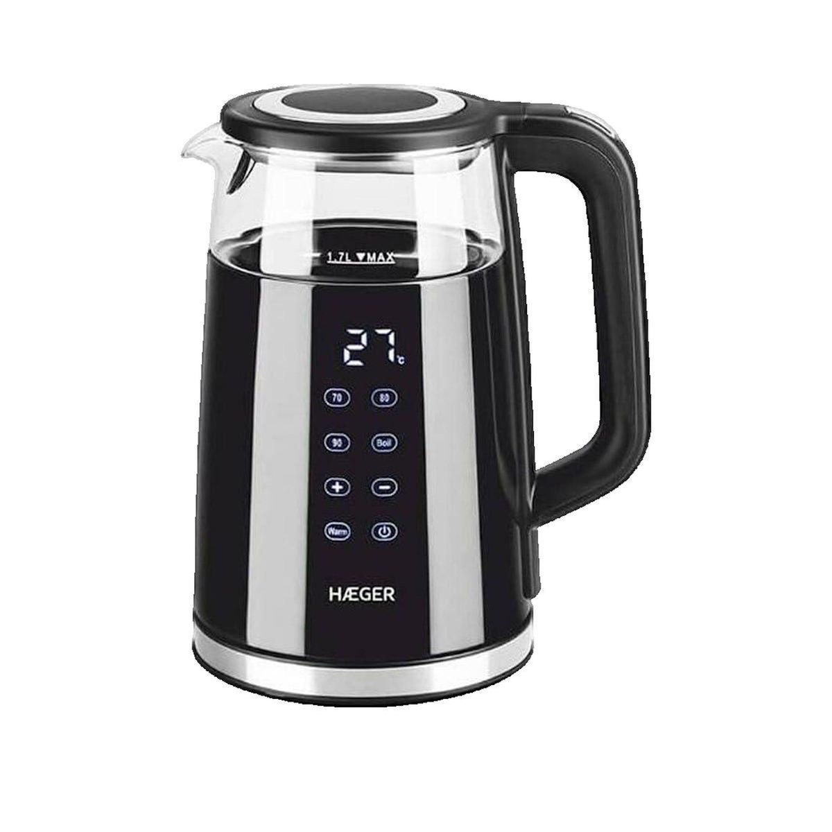 HAGER Bouilloire Haeger Modèle de bouilloire contemporaine en verre et acier inoxydable