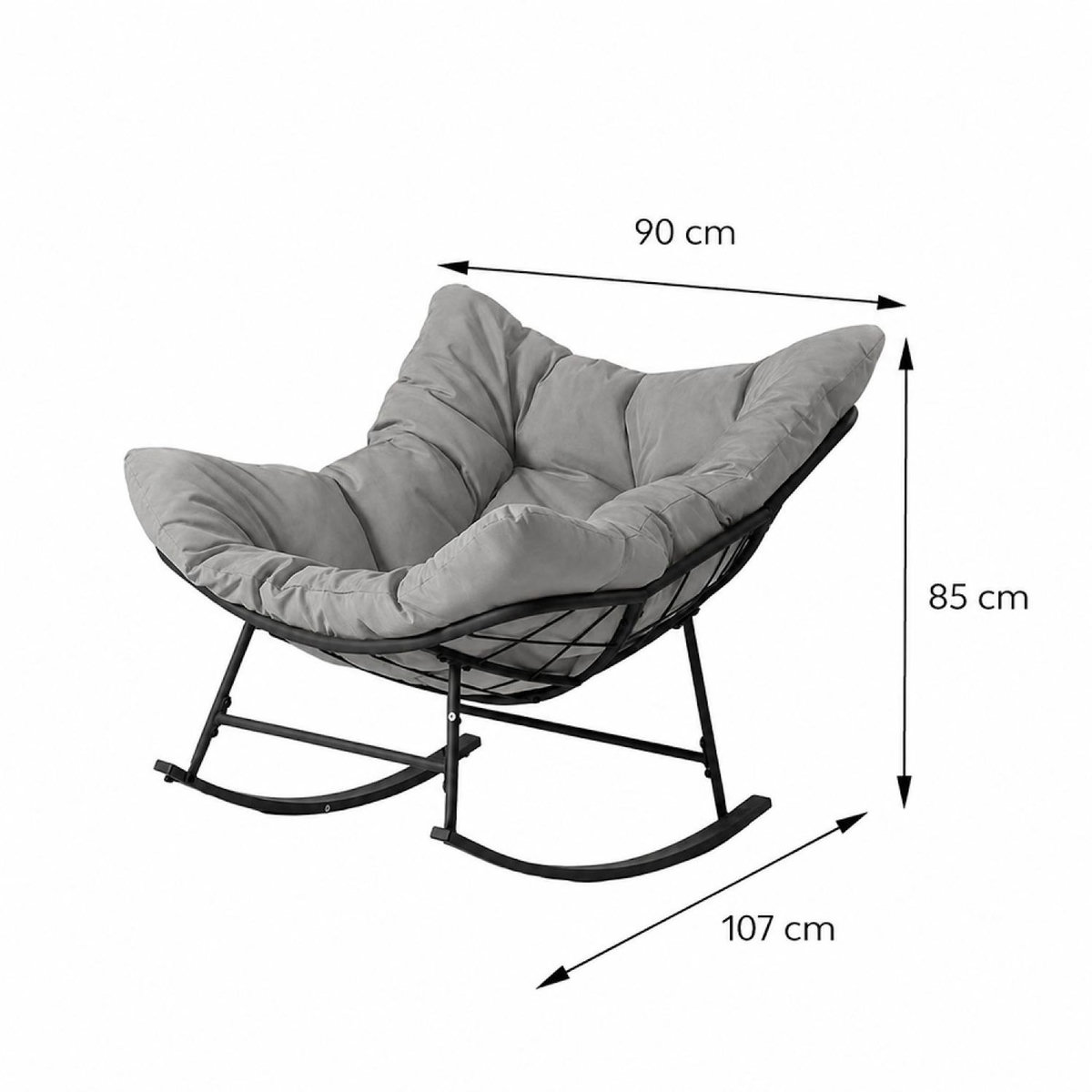 CONCEPT USINE Fauteuil à bascule d'intérieur et d'extérieur gris QUITO
