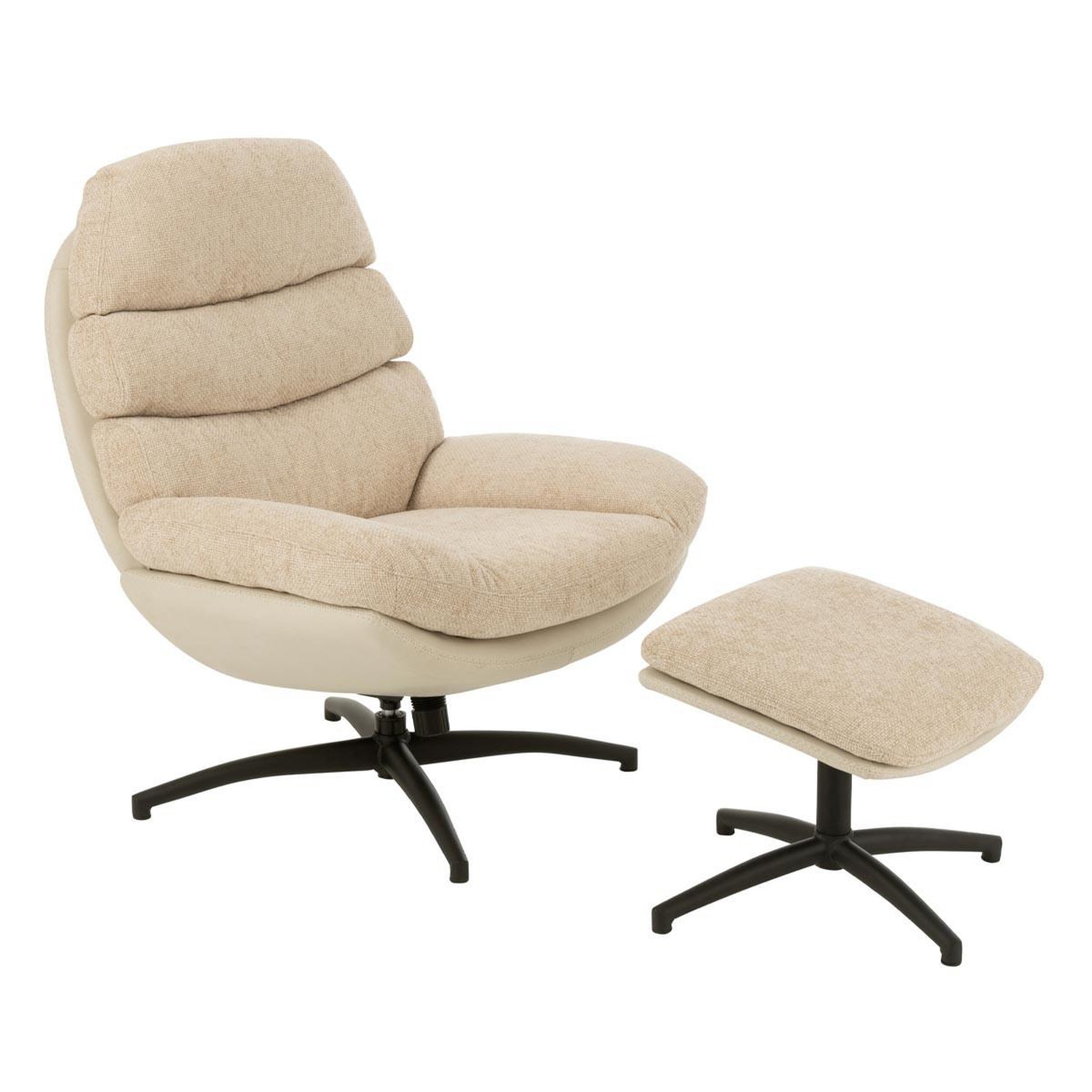 J-LINE Fauteuil relax & repose-pieds  multiplex  102cm gris