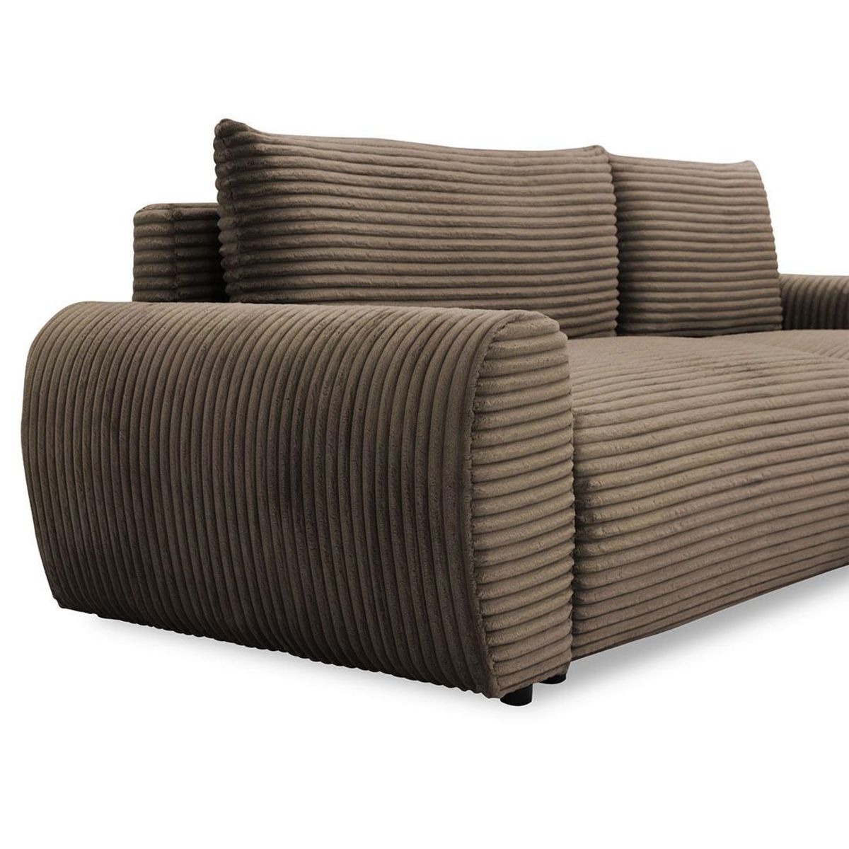 BEST MOBILIER Silvano - canapé d'angle droit 4 places convertible avec coffre en velours côtelé grosses côtes