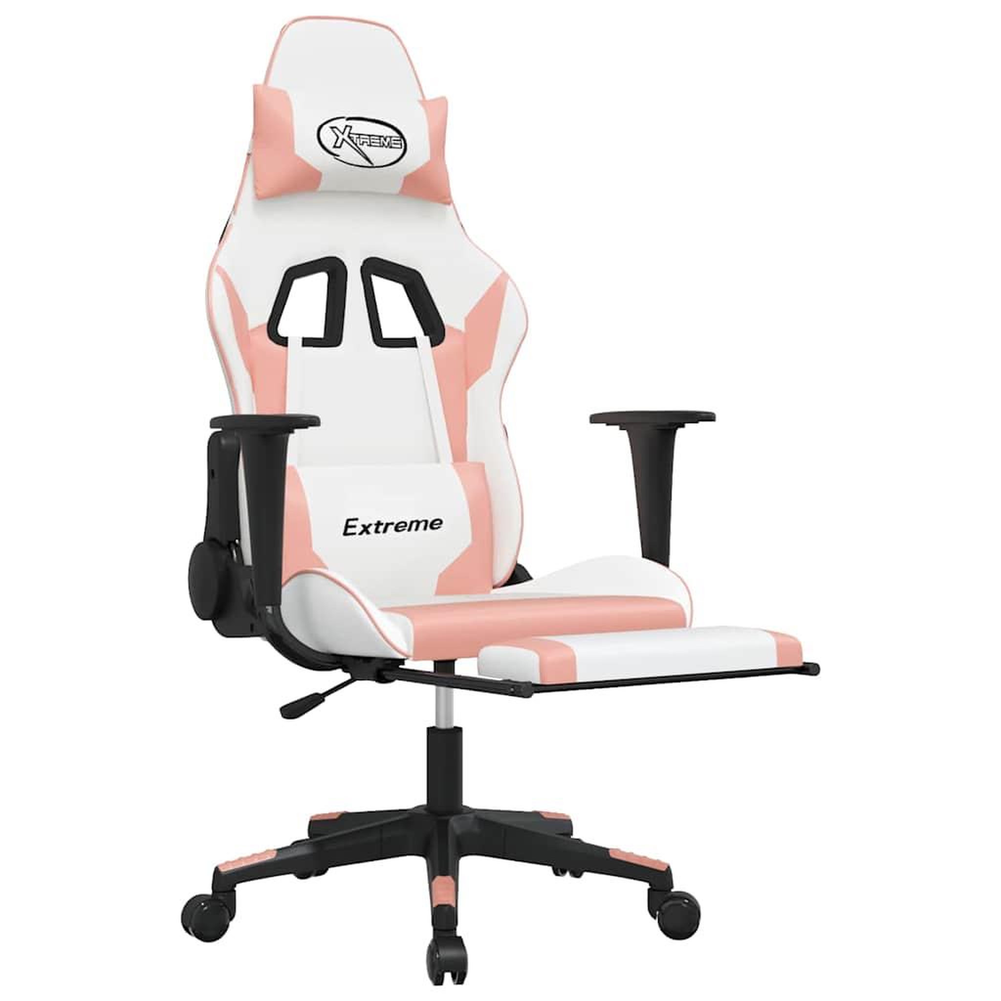 Voir la diapositive 3 : VIDAXL Chaise de jeu de massage avec repose-pied Blanc rose Similicuir