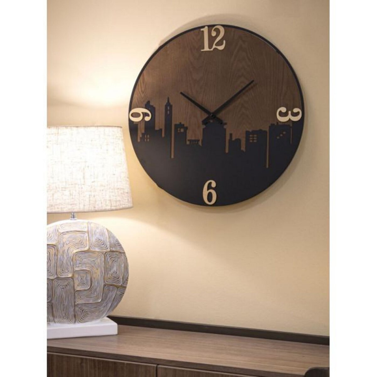 Paris Prix Horloge Murale Design  City  60cm Marron & Noir