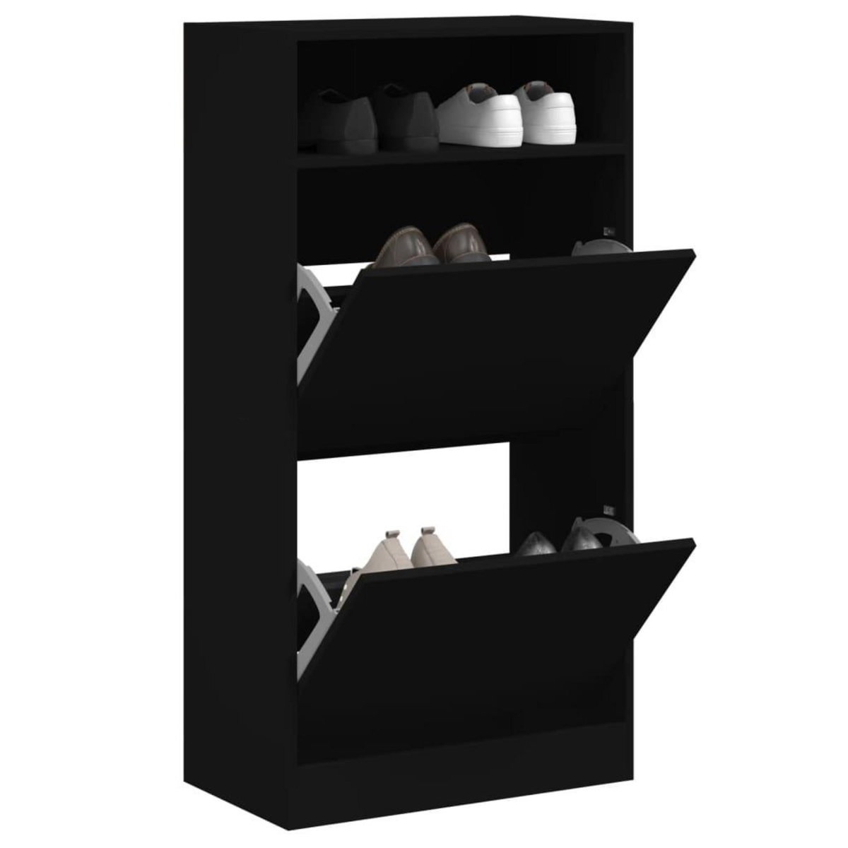 VIDAXL Armoire a chaussures noir 60x34x116 cm bois d'ingenierie