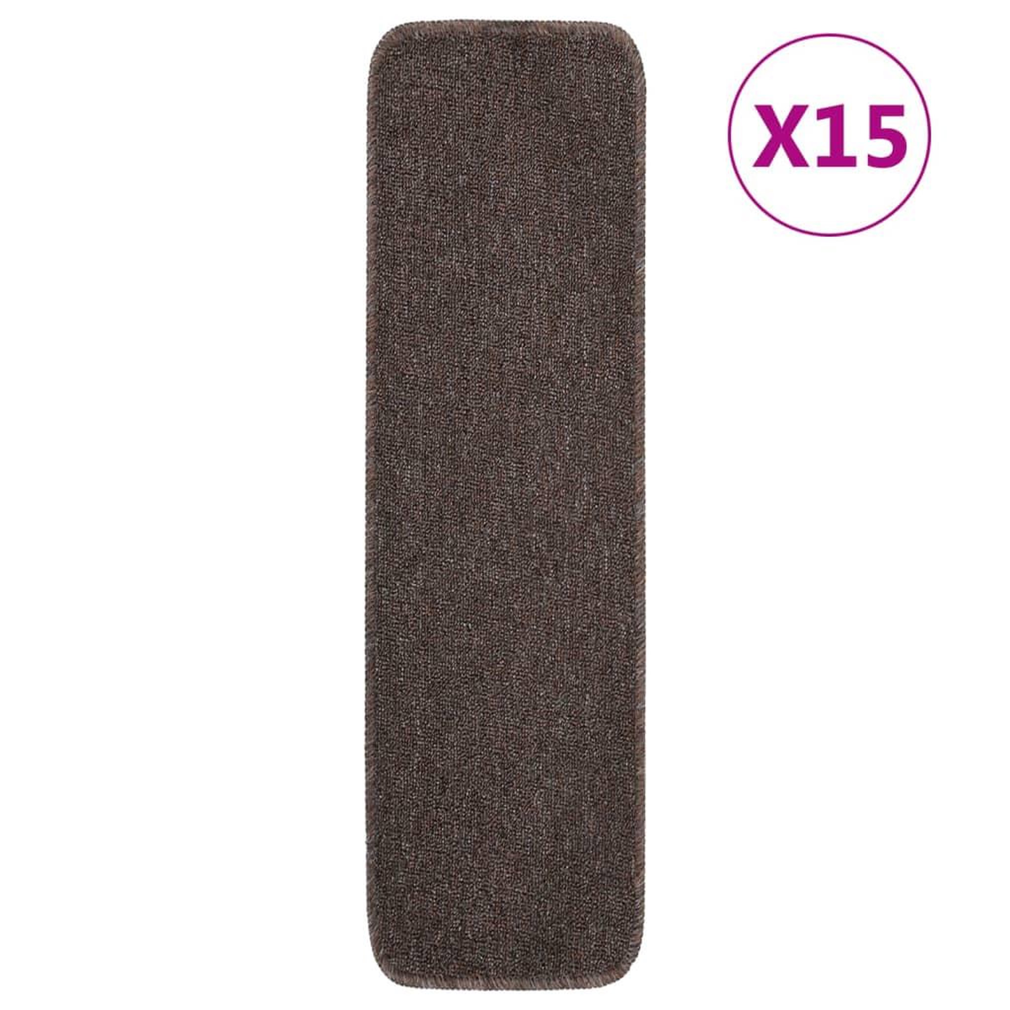 Voir la diapositive 1 : VIDAXL Tapis escalier antiderapants 15pcs 75x20cm Marron Rectangulaire