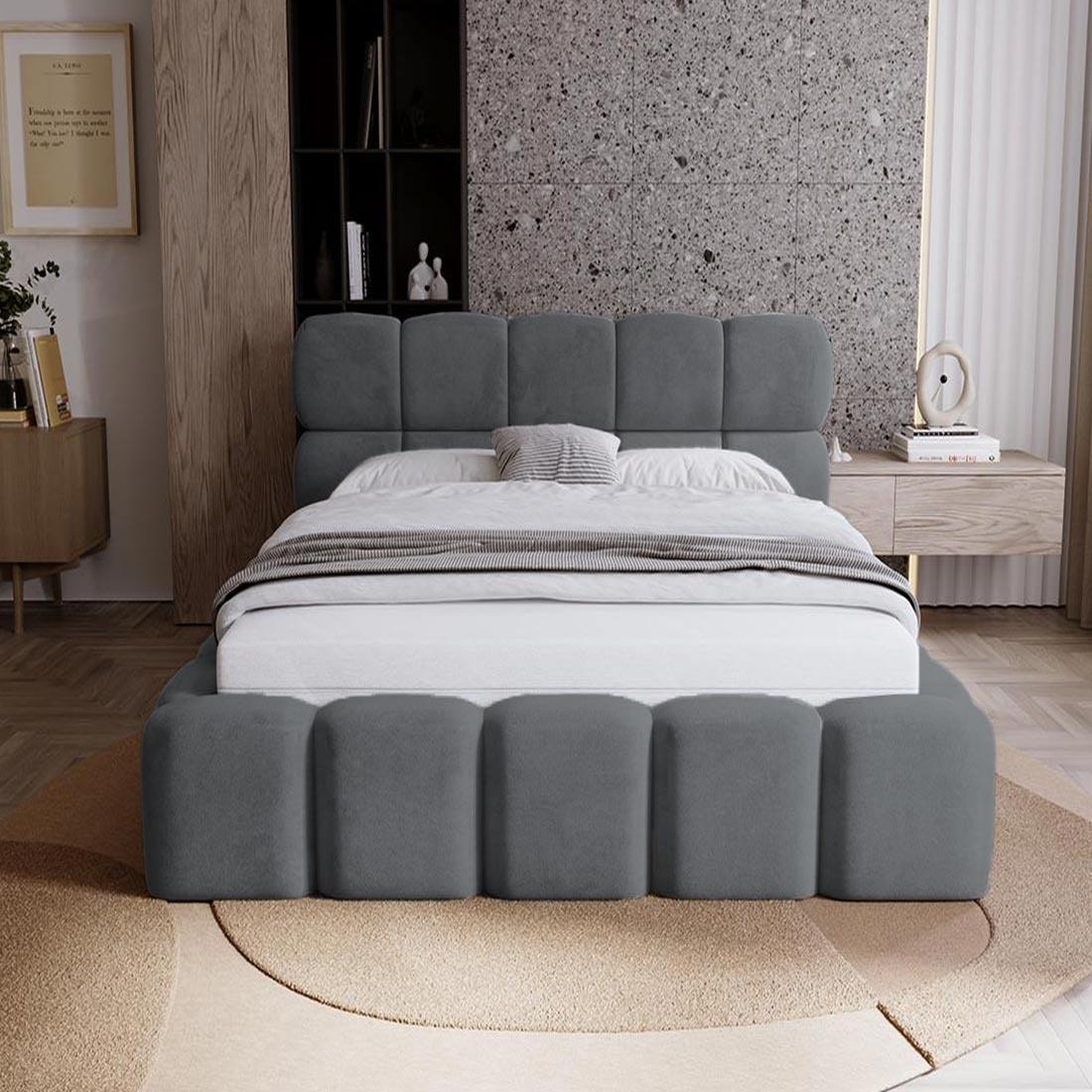 Voir la diapositive 5 : BEST MOBILIER Mariposa - lit coffre - 140x200 cm - sommier inclus - en velours