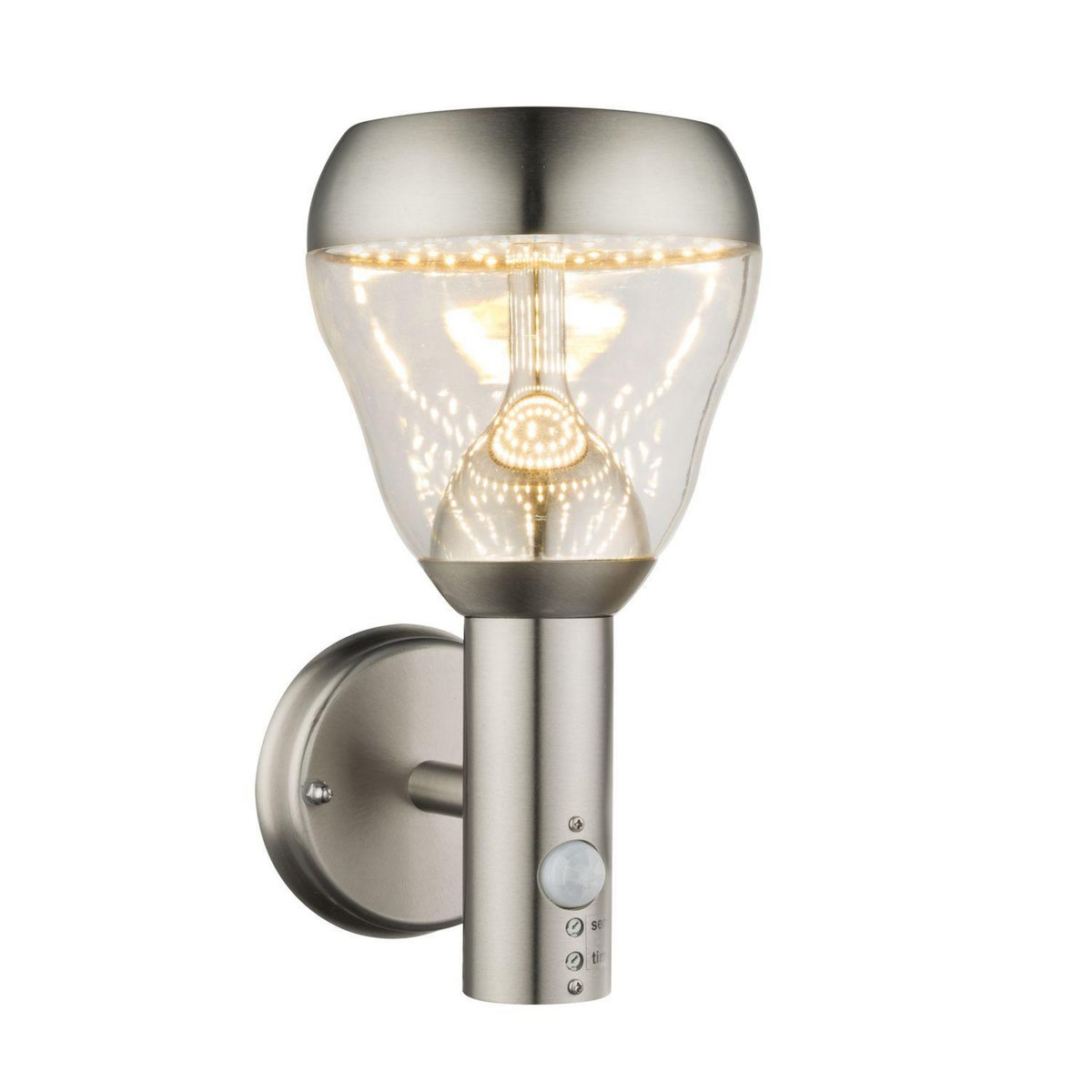 GLOBO Applique d'extérieur en Inox avec capteur - H. 28,8 cm - Argent chromé