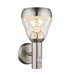 GLOBO Applique d'extérieur en Inox avec capteur - H. 28,8 cm - Argent chromé