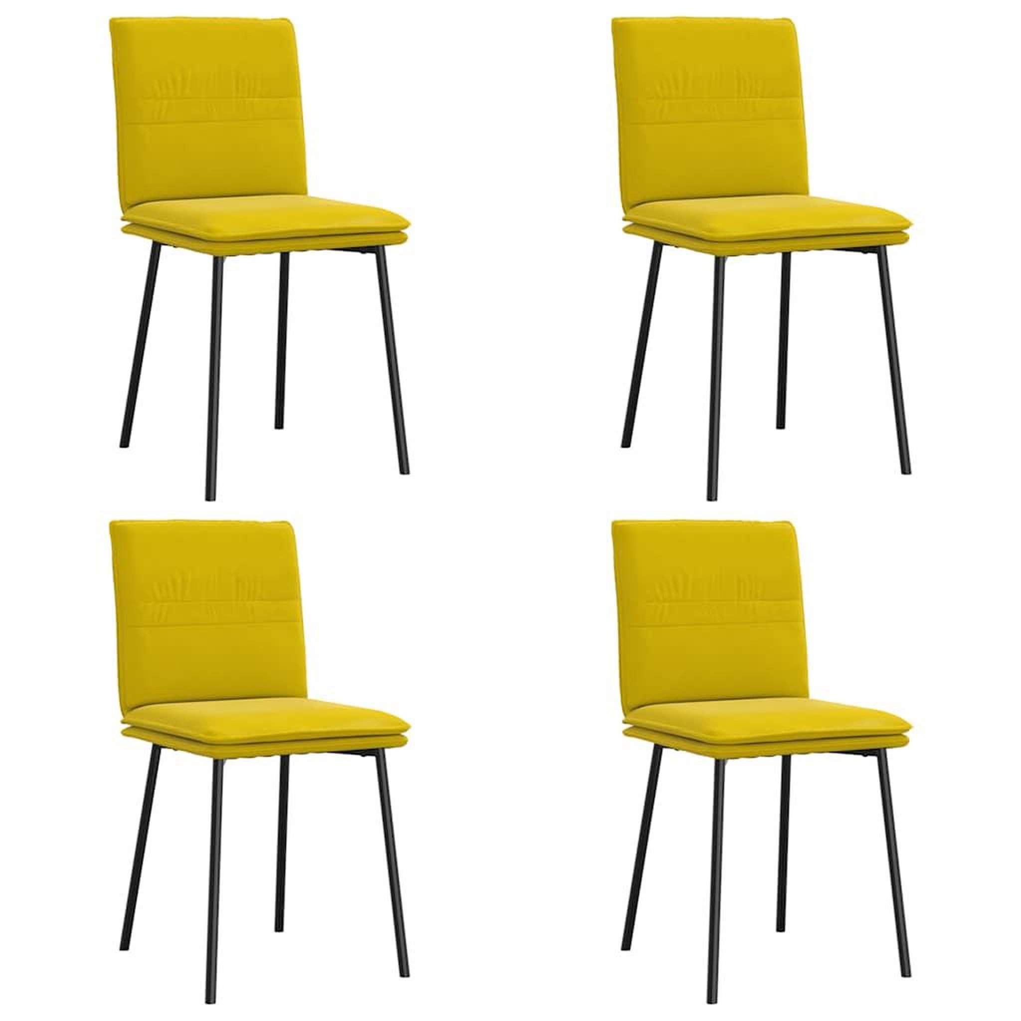 Voir la diapositive 2 : VIDAXL Chaises a manger lot de 4 jaune velours
