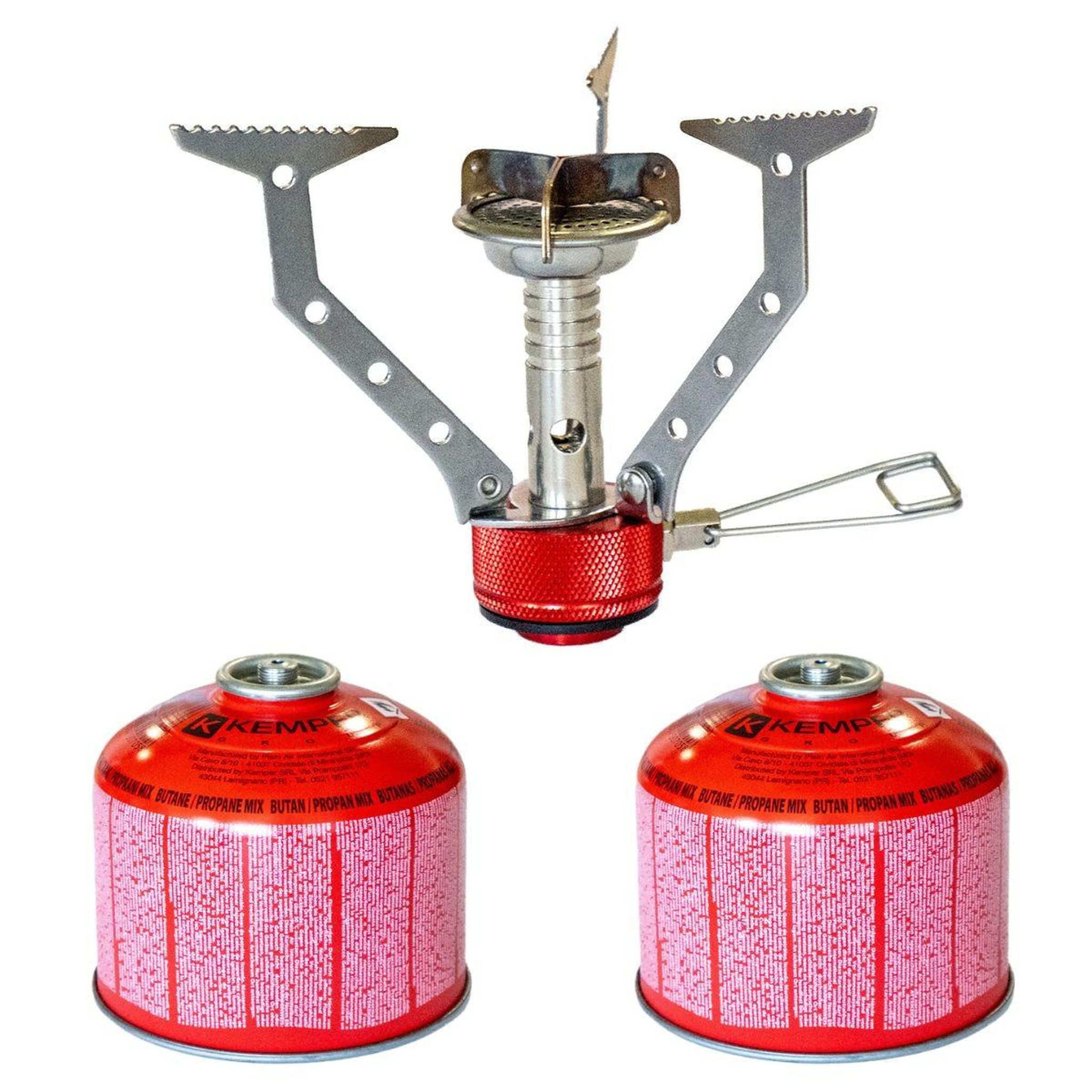 Voir la diapositive 2 : Kemper Réchaud gaz portable 4.5 kw + 2 cartouches gaz 230gr - brûleur randonnée anti-vent pliable léger camping haute montagne kemper
