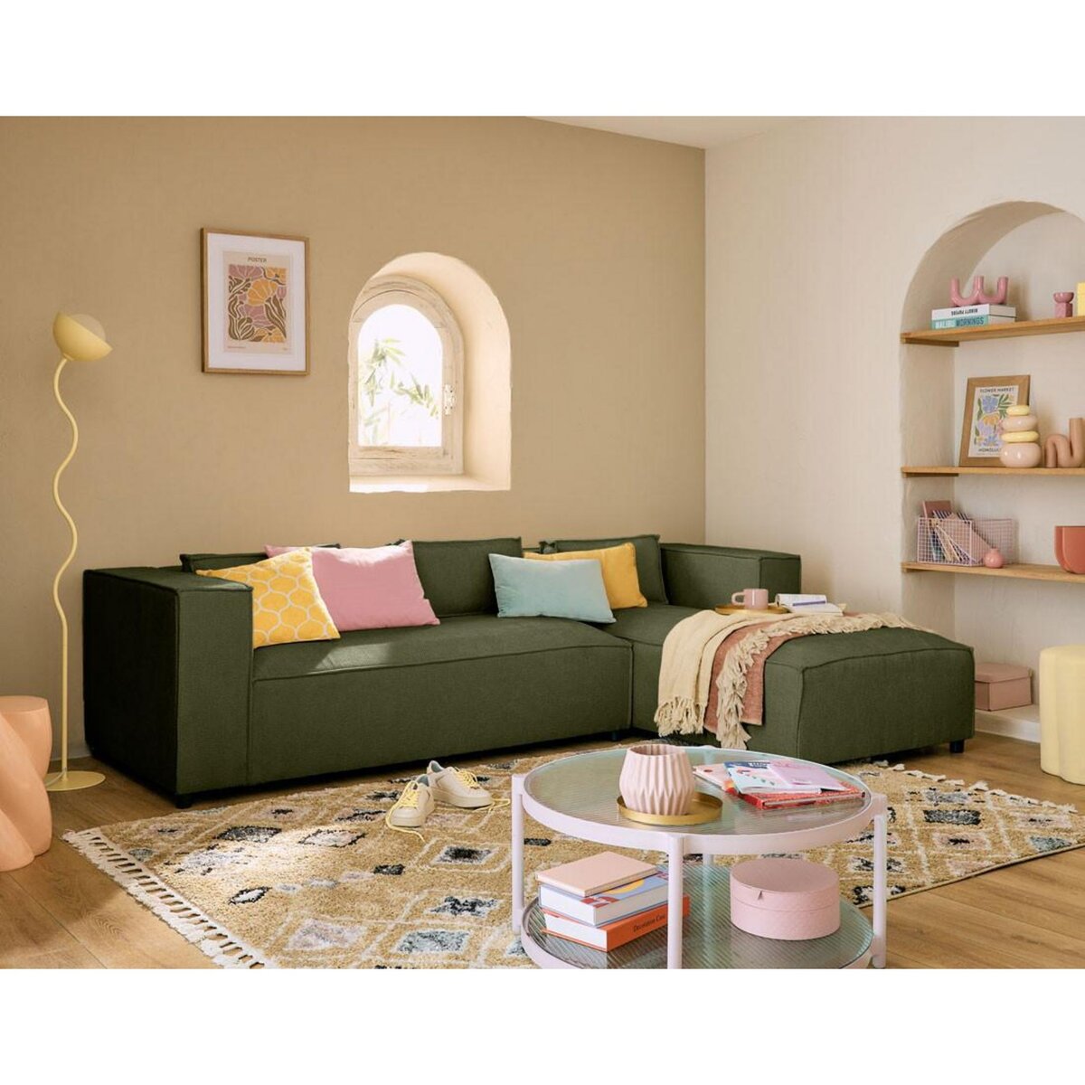 LISA DESIGN Stella - canapé d'angle droit - 4 places - en tissu texturé