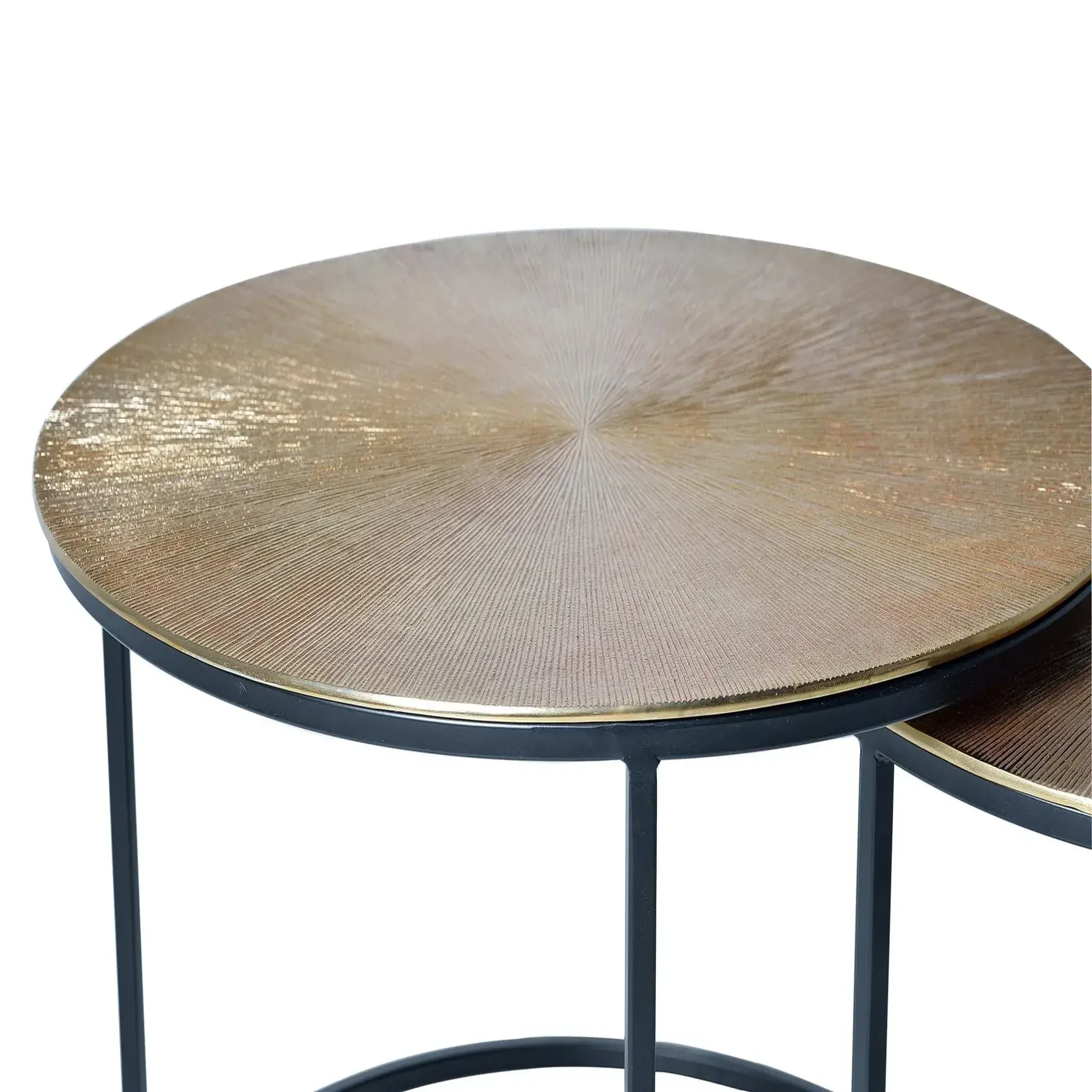 Voir la diapositive 2 : GINER Y COLOMER SL Lot de 2 tables basses de bronze grande table : 70 cm, petite table : 60 cm style industriel