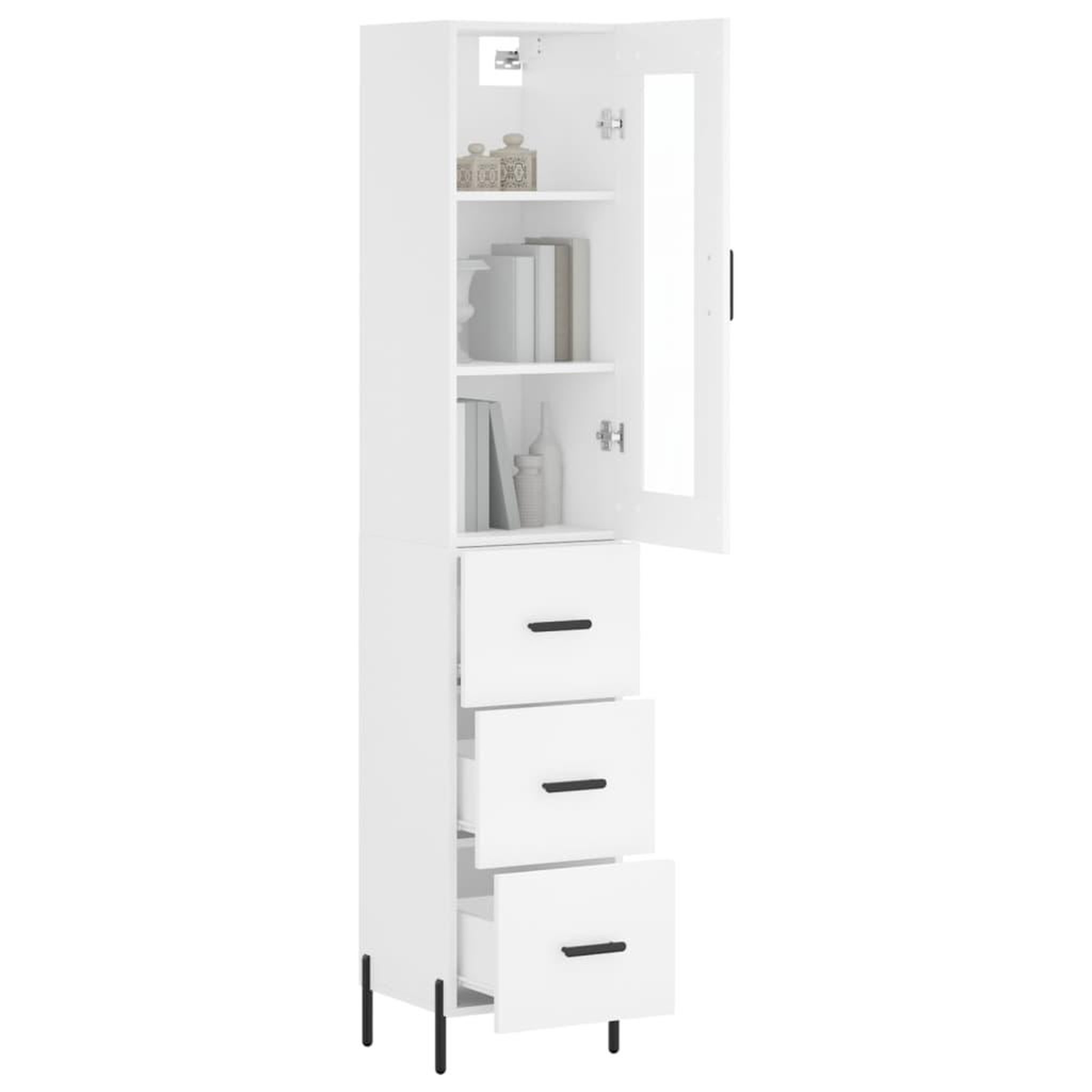 Voir la diapositive 3 : VIDAXL Buffet haut Blanc 34,5x34x180 cm Bois d'ingenierie