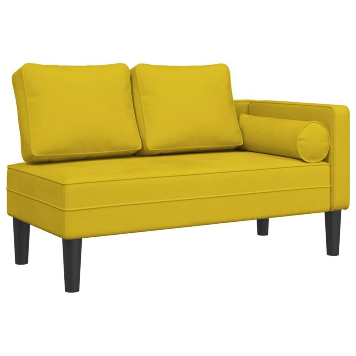 VIDAXL Chaise longue avec coussins jaune velours
